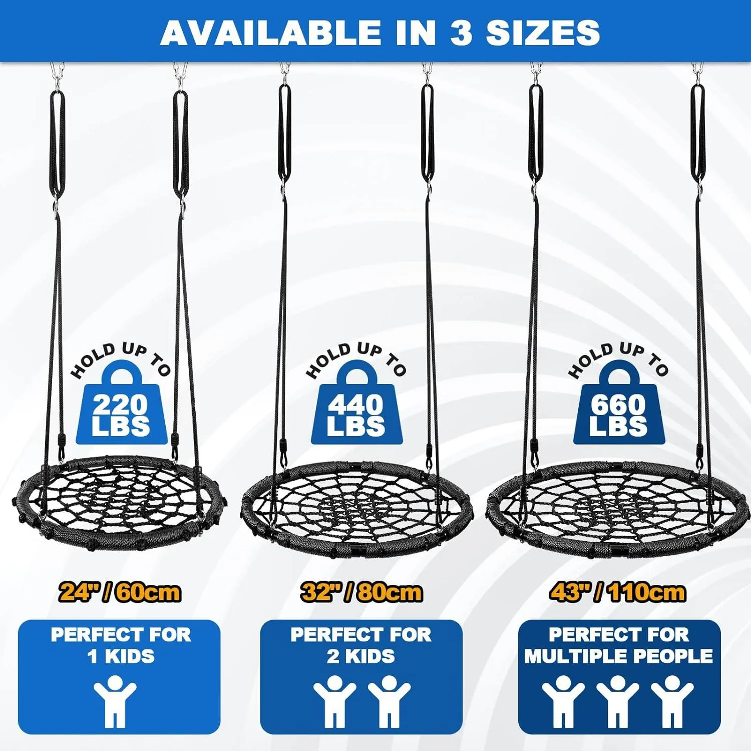 Kids Adult$ untie fruit strict declare Backyard Round Flying Swing with Hanging Ropes Straps and Turnbuckle 43in Black Odoland Spider Web Tree Swing$ Outdoor Saucer Net Swing$ 900D Oxford Platform Swing for 