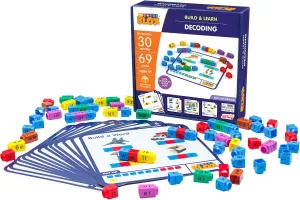 Kids Ages 5  Junior Learning: Rainbow Phonics Blox: Decoding superior - Phase 3 - Build & Learn, 30 Activity Cards, Color Coded Blocks, Reading Development, 