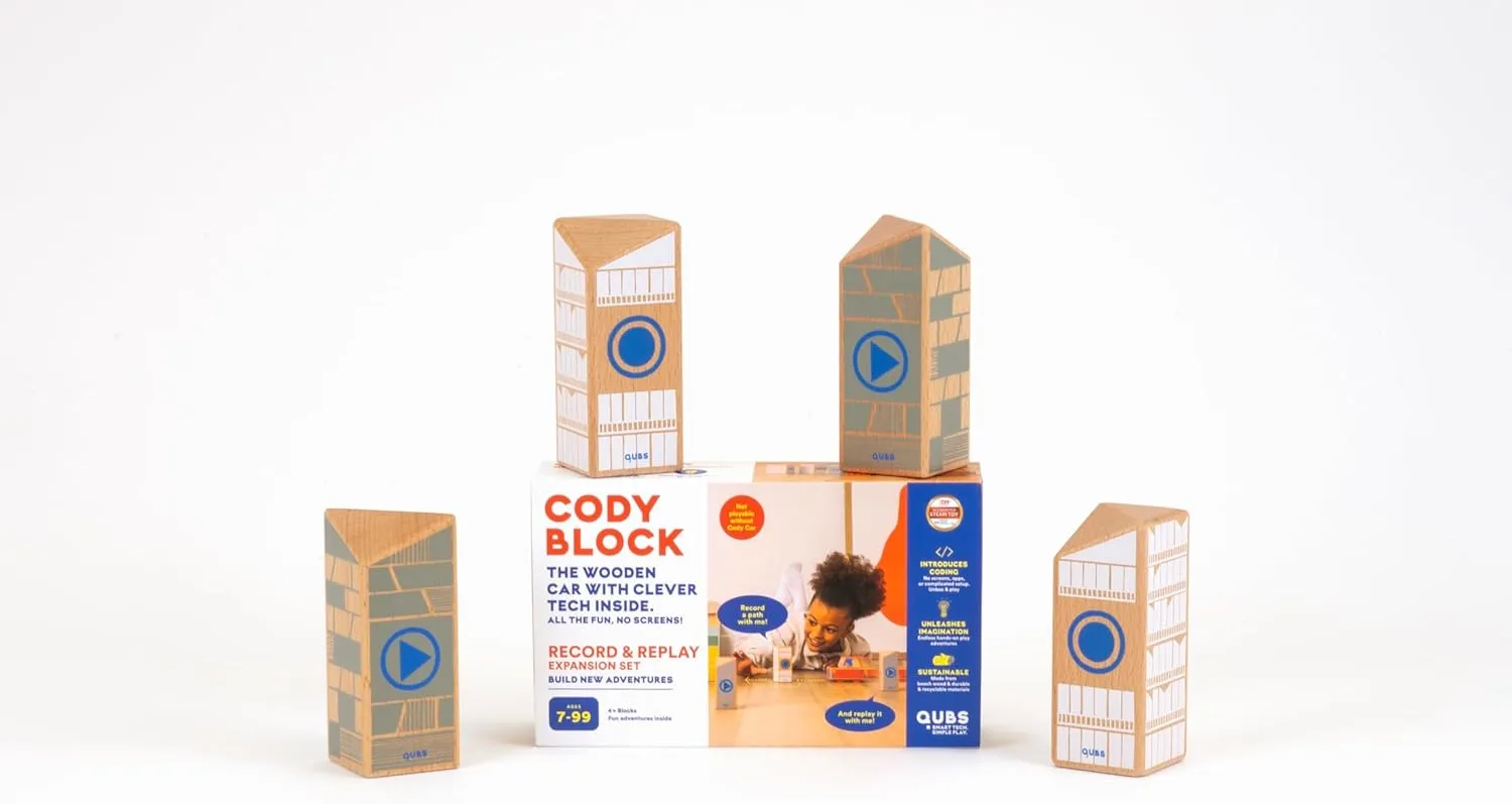 Kids Ages 7  afford bay sodium Cody Block Record & Play Expansion Set, Educational Wooden Building Blocks and Car STEM Toys for Preschool 