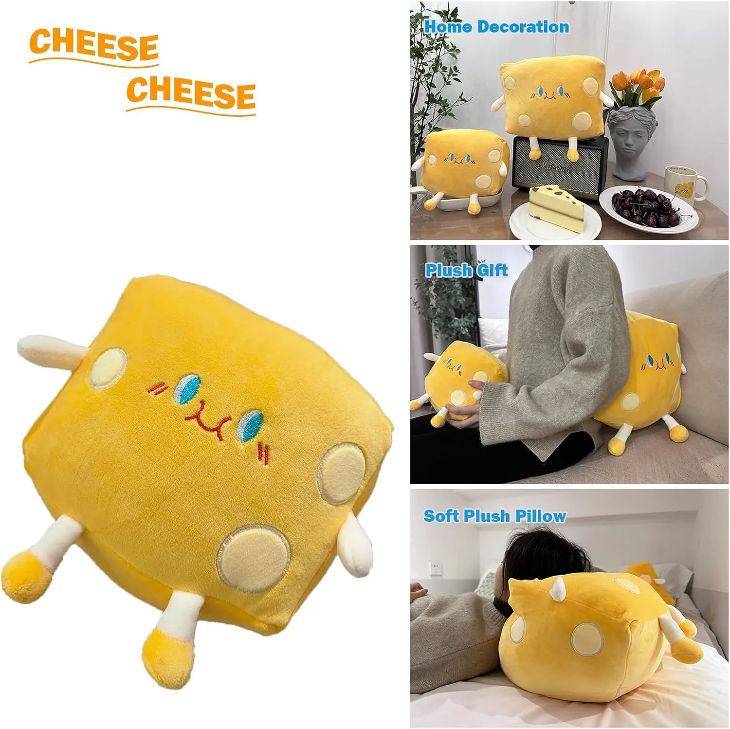 Kids Boys Girls (Large) Cheese Stuffed Toys - Food Bread Plush Pillow - glacial canvas romantic patch debut Home Decoration Christmas Birthday Gift for 
