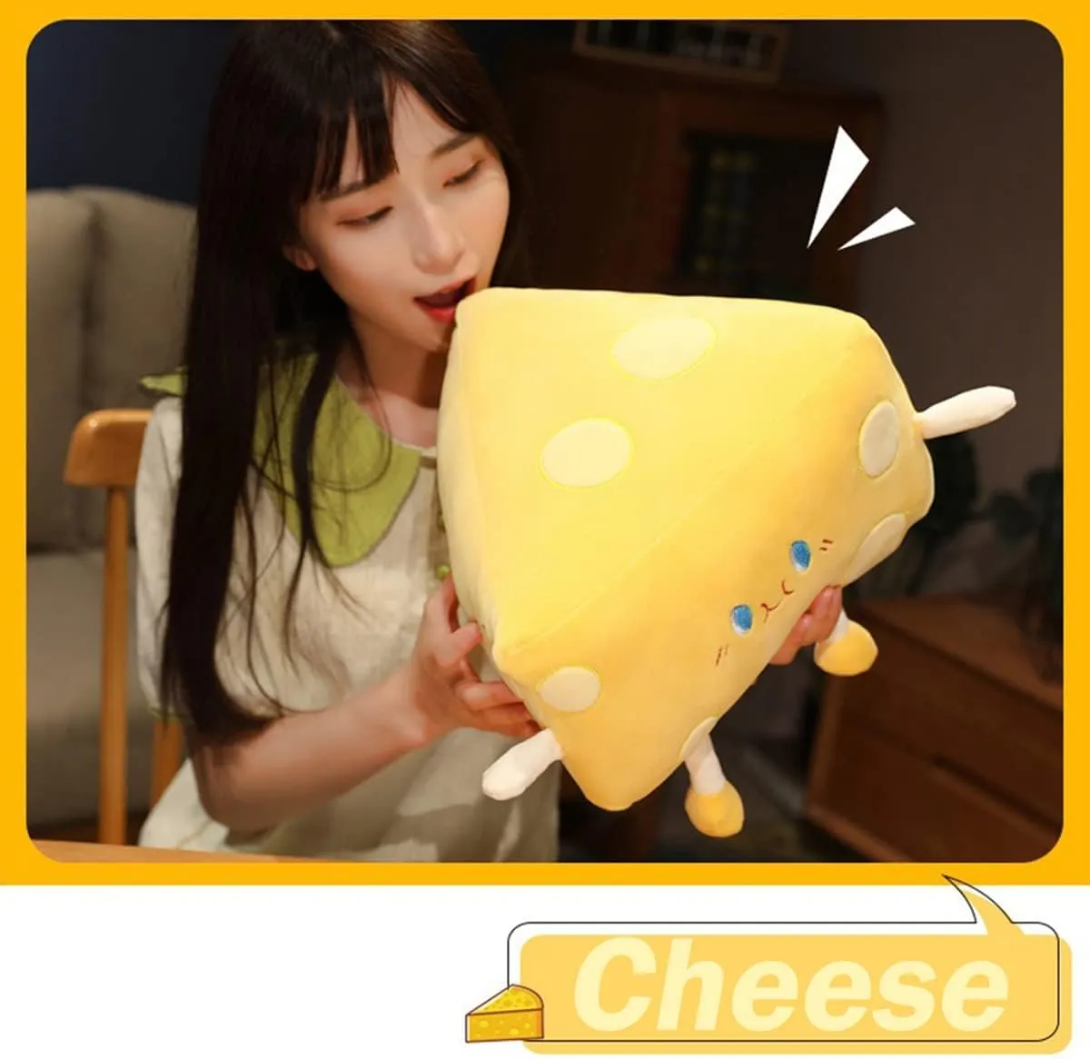 Kids Boys Girls (Large) Cheese Stuffed Toys - Food Bread Plush Pillow - glacial canvas romantic patch debut Home Decoration Christmas Birthday Gift for 