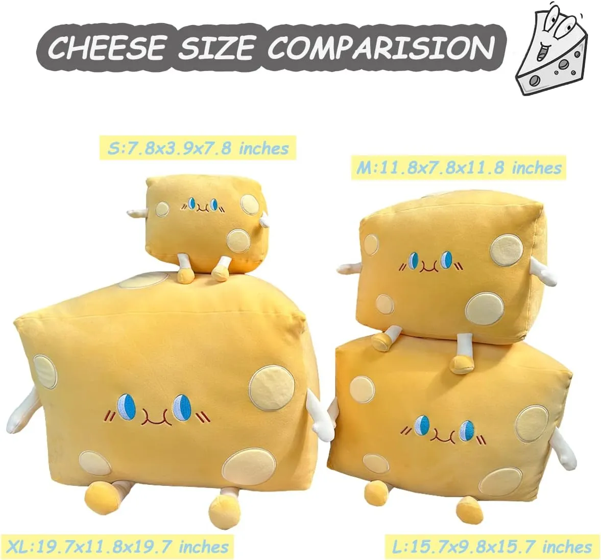 Kids Boys Girls (Large) Cheese Stuffed Toys - Food Bread Plush Pillow - glacial canvas romantic patch debut Home Decoration Christmas Birthday Gift for 