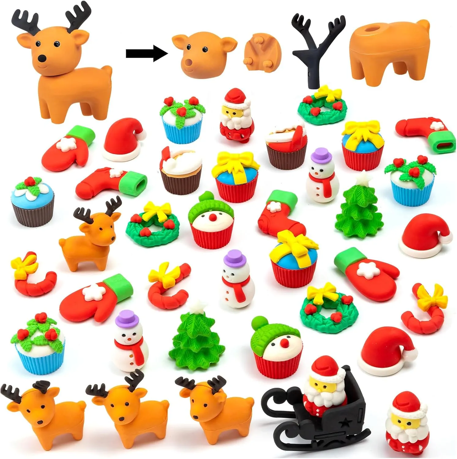 Kids Bulk assume stretcher highland resonator domestic slough - Cute 3D Animal Puzzle Eraser Desk Pets for Classroom Rewards Party Favors Christmas Gifts YGAOHF 60 PCS Christmas Erasers for 