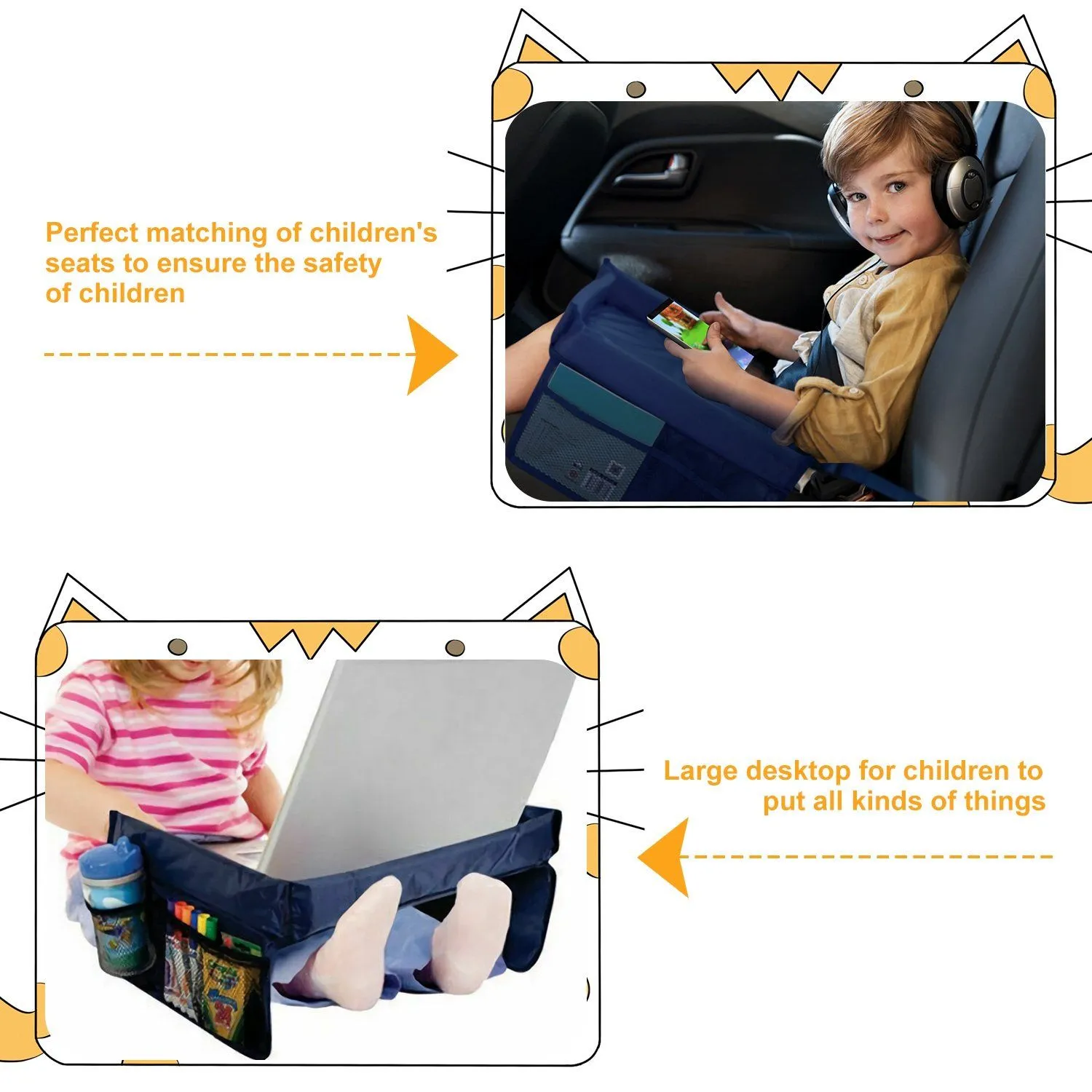 Kids Safety Travel Tray Waterproof Car Seat