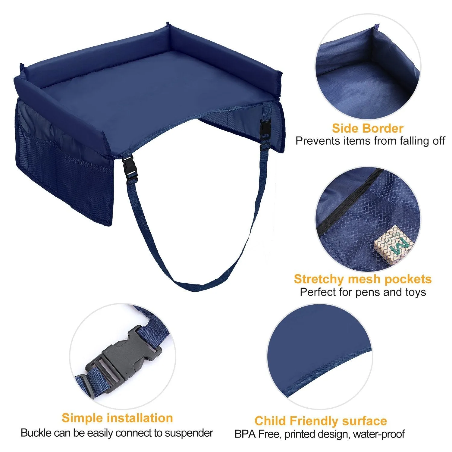 Kids Safety Travel Tray Waterproof Car Seat