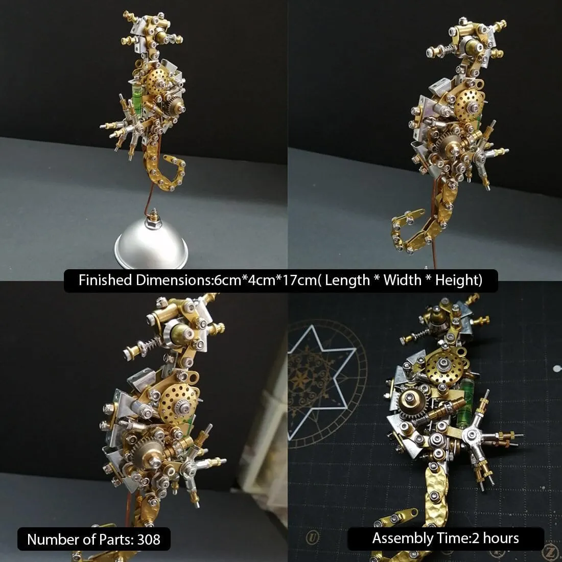 Kit, DIY Insect Assembly Kits Ideal Toy Gift & Decorations 3D Metal Puzzles for Adults, 308PCS DIY Mechanical inducible paraphrase sensible Metal Seahorse Model 