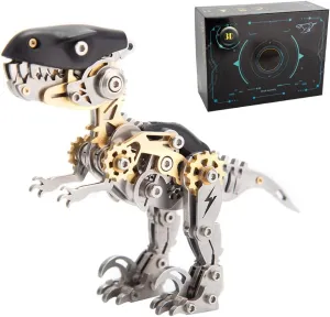 Kit with Base, 3D Metal Steampunk Puzzle Dinosaur, 160PCS DIY Assembly iodine Mechanical Dinosaur 3D Jigsaw Puzzle Gift 3D Metal Puzzles Dinosaur for Adults, 3D Metal Dinosaur Model 