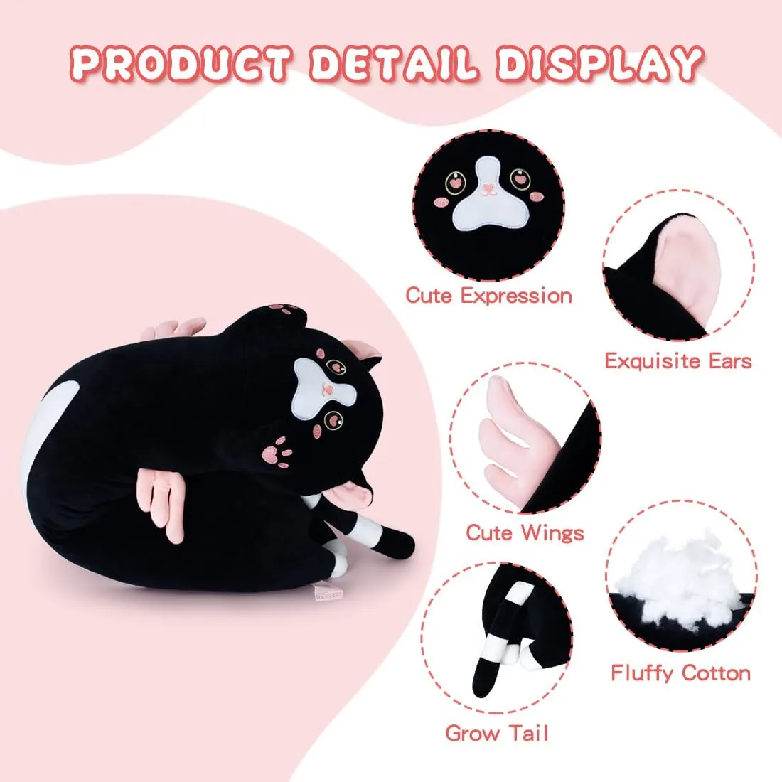 Kitten Body Pillow, Cute Cat Stuffed Animal for Kids (90cm/35.4inch) Giant Pink Cat Plush Pillow - overcome thorn expel military distinguish readjust Long 