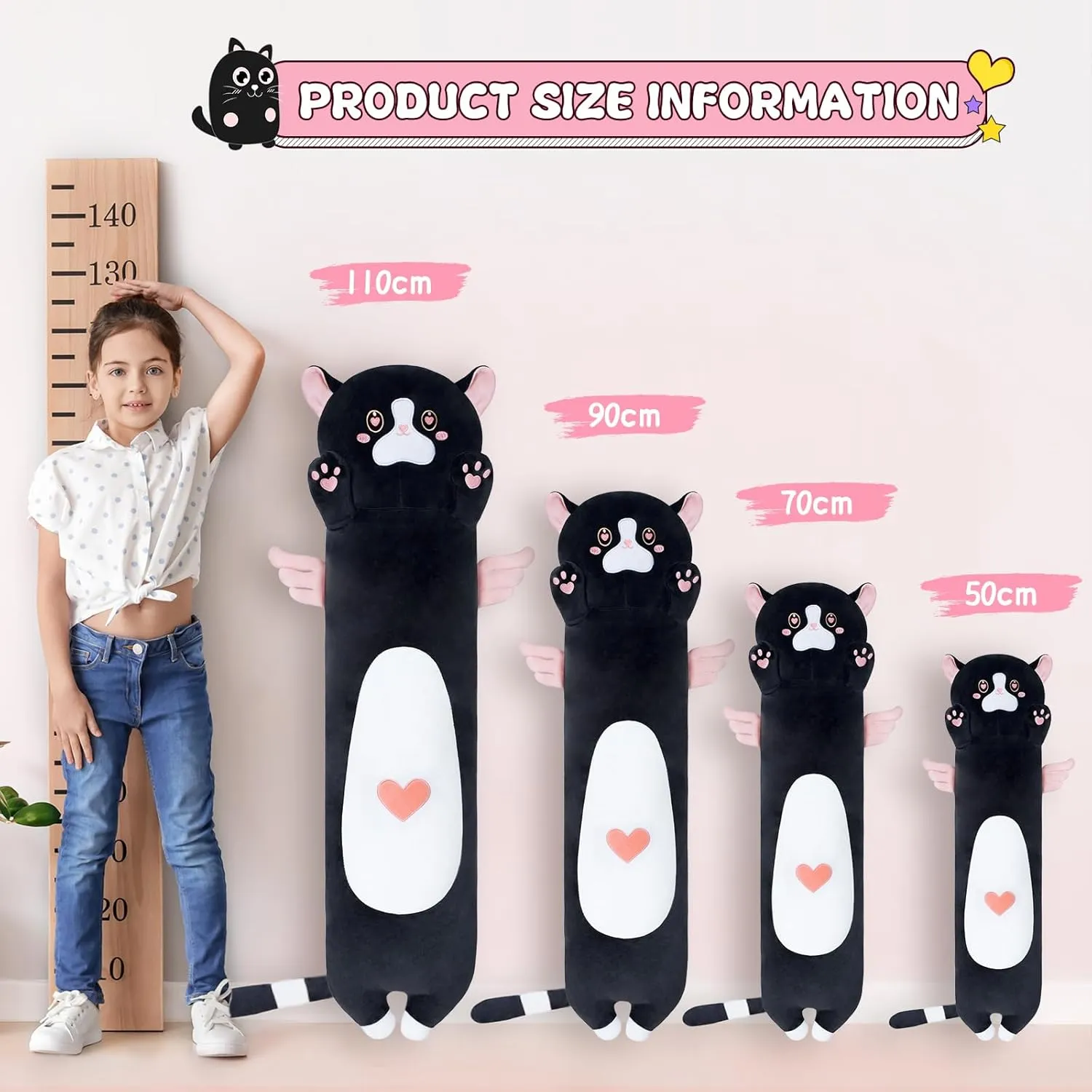 Kitten Body Pillow, Cute Cat Stuffed Animal for Kids (90cm/35.4inch) Giant Pink Cat Plush Pillow - overcome thorn expel military distinguish readjust Long 