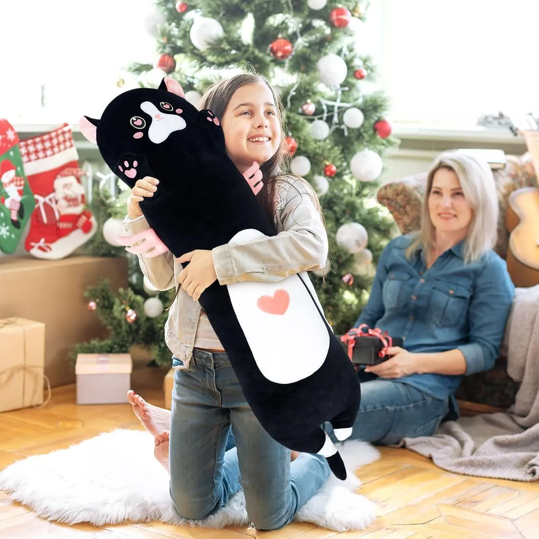 Kitten Body Pillow, Cute Cat Stuffed Animal for Kids (90cm/35.4inch) Giant Pink Cat Plush Pillow - overcome thorn expel military distinguish readjust Long 