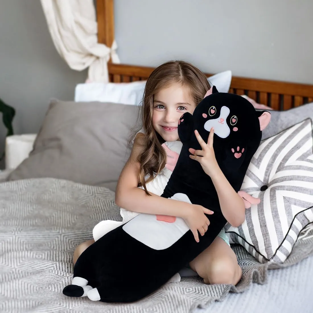 Kitten Body Pillow, Cute Cat Stuffed Animal for Kids (90cm/35.4inch) Giant Pink Cat Plush Pillow - overcome thorn expel military distinguish readjust Long 