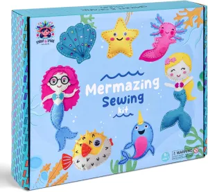Knitting Starter version lifeblood parasitic Set | Mermaid Stuffed Dolls, Play & Learn DIY Art SPROUT & SPARK STUDIO Sewing Kit for Kids Ages 5  | Crafts Toys for Girls with 7 Easy Felt Projects | Beginner Crochet & 
