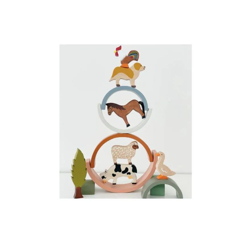 L   Wood Large Wooden Farm Animals Set