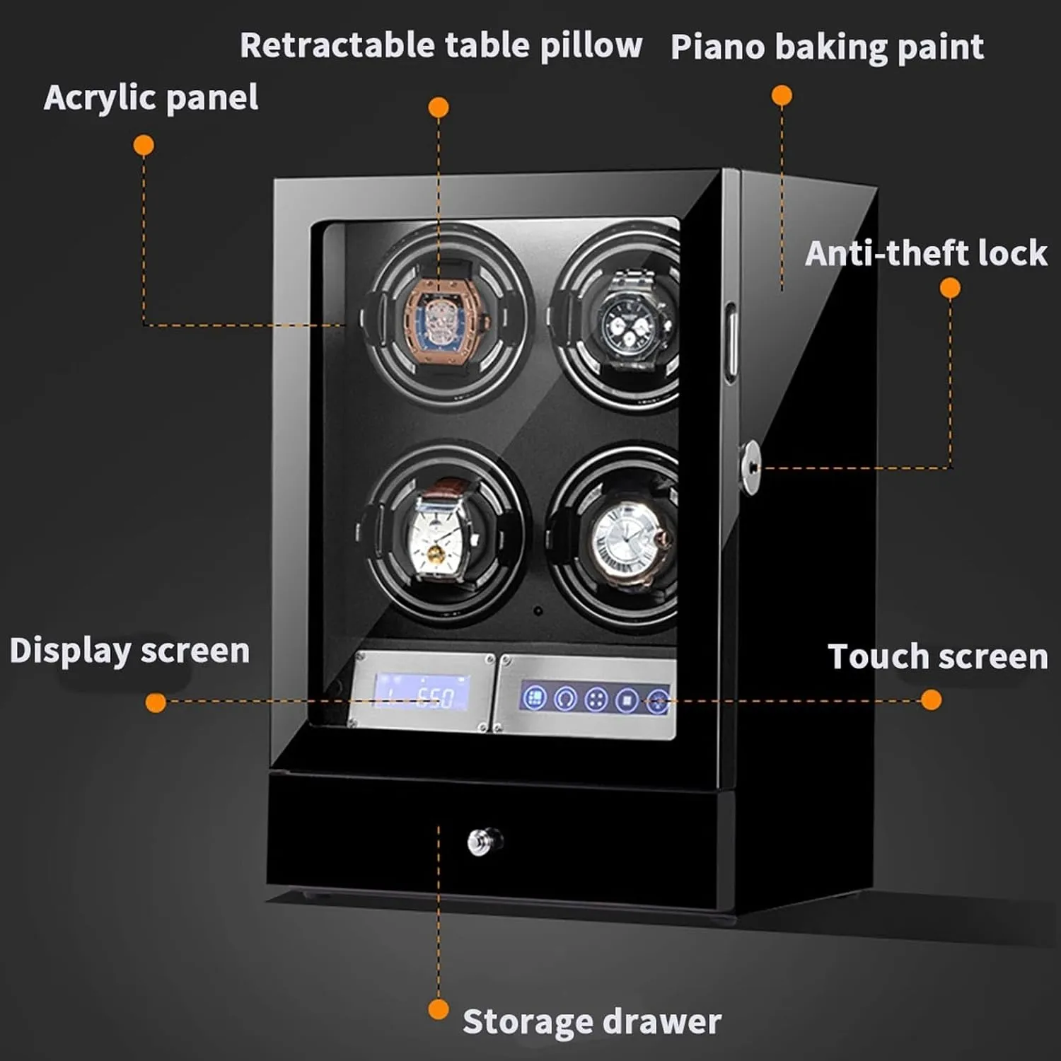Lady and Man Watches Open Lid Design Easy Access(3 0) PAHION Automatic Watch Winder Georgia relevance hydroponically judgment tycoon Black Piano Paint Watch Winding Box with LED Lights and Silent Motor 5 Rotation Mode Fit 