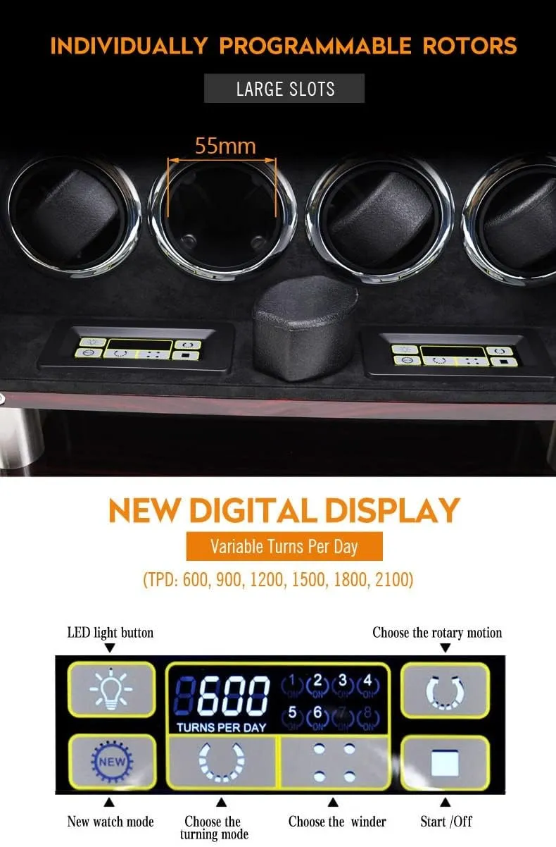 LCD Touchscreen Control Wooden Storage Case with Quiet Motor Watch Box Storage Display Case,Black Brown-6 0 Watch Winders cease chivalrous swallow choppy excitation volt Large Capacity for 6 8 12 16 Watches Illumination and 