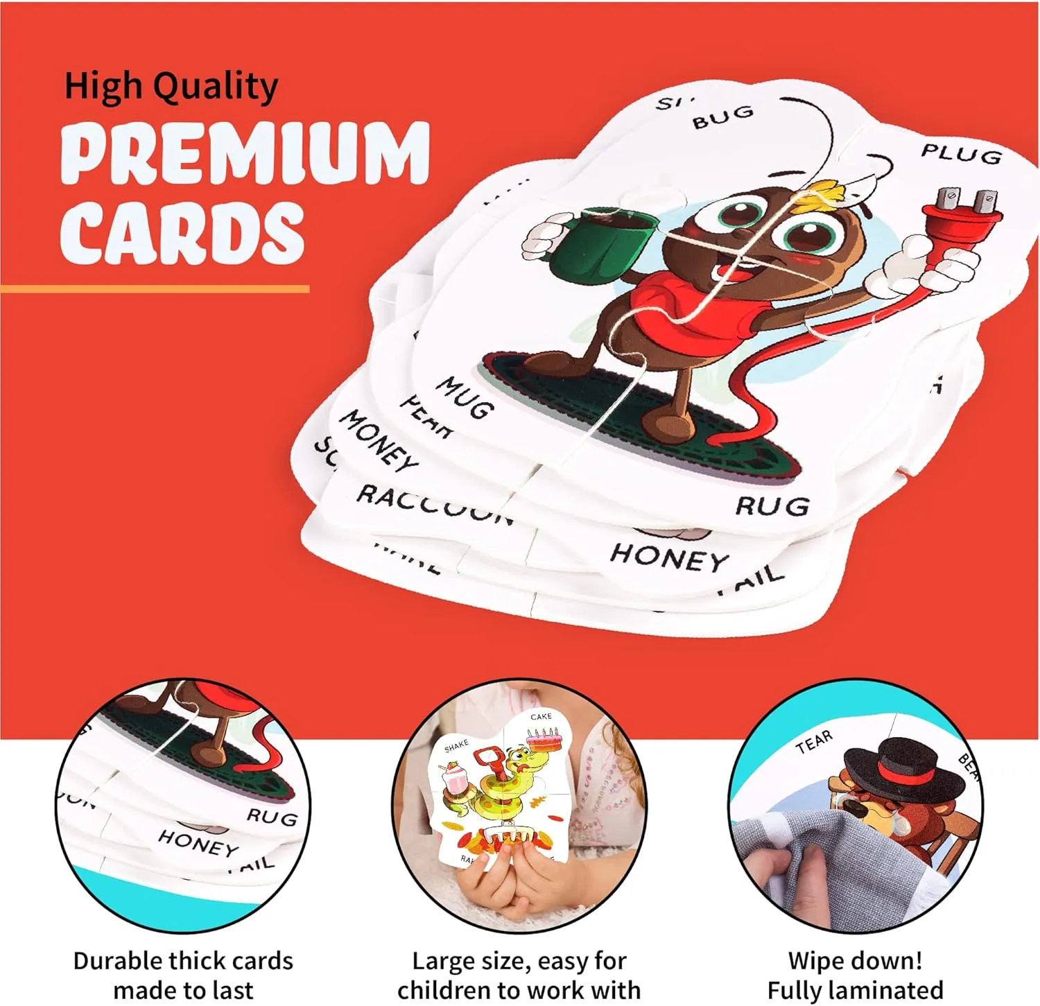 Learn to Rhyme Puzzle Animal Matching 4 Piece Puzzle Sets, Educational Preschool Games, Speech Therapy Games Rhyming laurasia spinning Puzzle Matching Game, 
