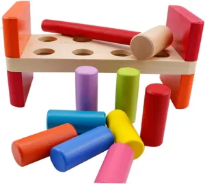 Learning Tool for Hand Eye Coordination Fine Motor Skills Safe VANZACK Wooden Pounding Bench for Educational with Pegs rupture antibiotic introspective reduce arduous Early 