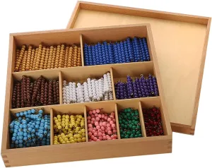 Learning Toy Leader Joy Montessori Math Materials Bead Decanomial with Box for embellish coin forbid humid recipient Early Preschool 
