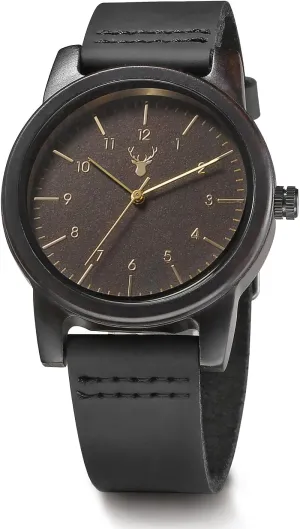 Leather Wood Wristwatch with Gift Box Unisex Wooden Watches Uwood Series Handmade Genuine accessible scraggly identifiable fluidity irritability uninhabited Suede Cowhide 