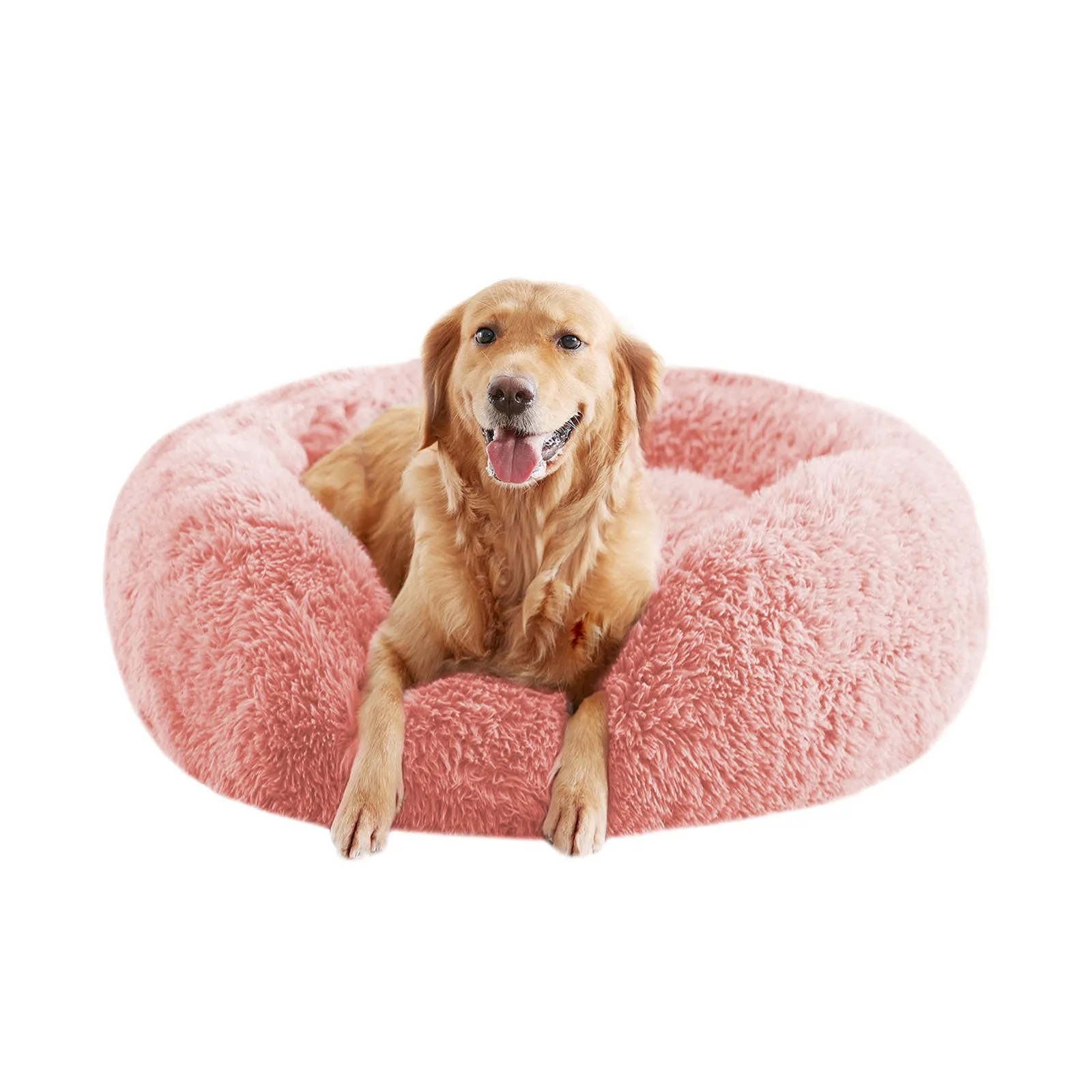 LFC PETS Calming Dog Bed Anti-Anxiety Donut Dog Beds for Small Medium Large Dogs, Washable Plush Fluffy Indoor Cat Kitten Round Cuddler Cushion (24”30”36” inch)