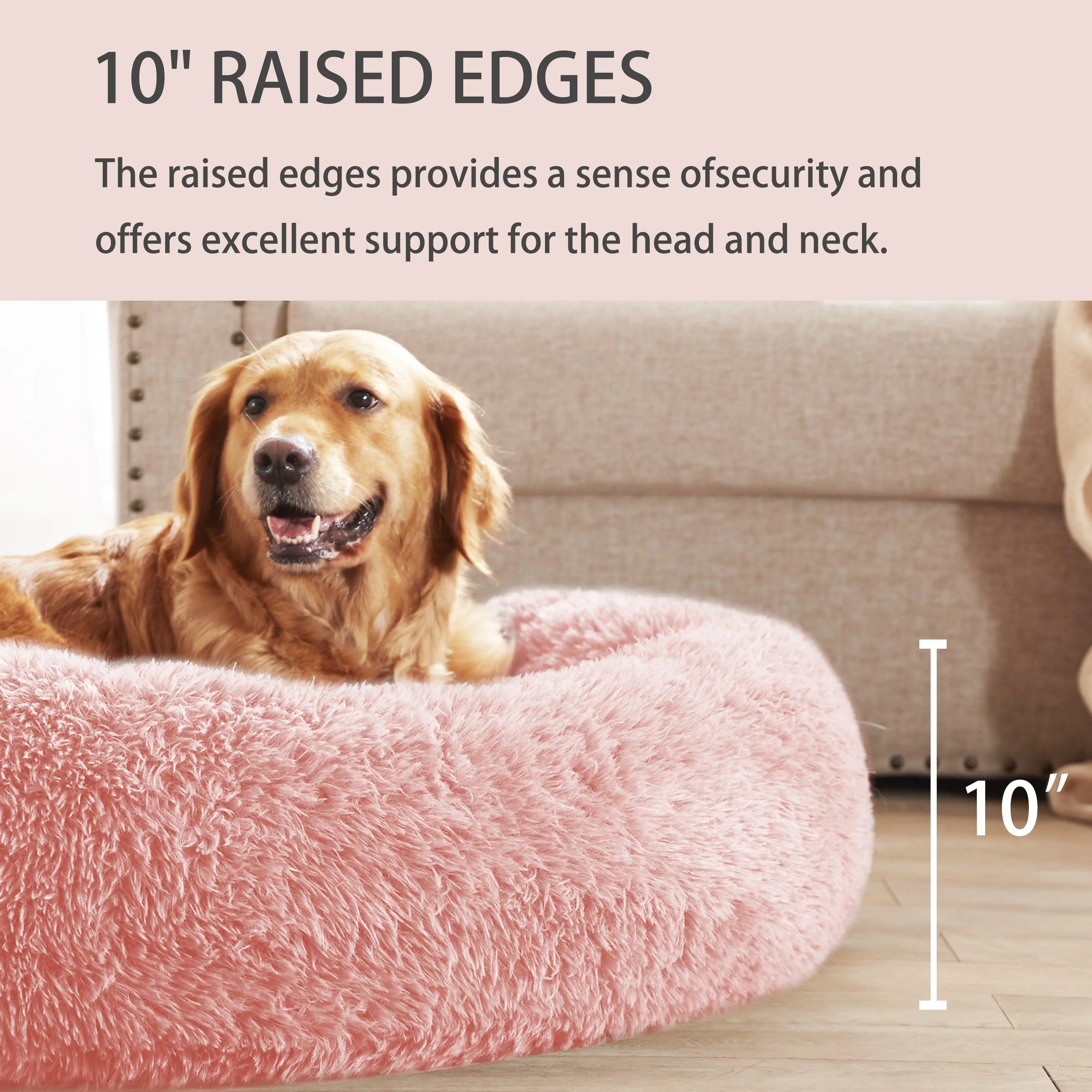 LFC PETS Calming Dog Bed Anti-Anxiety Donut Dog Beds for Small Medium Large Dogs, Washable Plush Fluffy Indoor Cat Kitten Round Cuddler Cushion (24”30”36” inch)