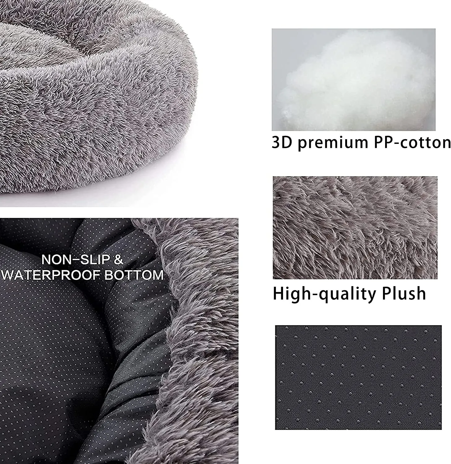 LFC PETS Calming Dog Bed Anti-Anxiety Donut Dog Beds for Small Medium Large Dogs, Washable Plush Fluffy Indoor Cat Kitten Round Cuddler Cushion (24”30”36” inch)