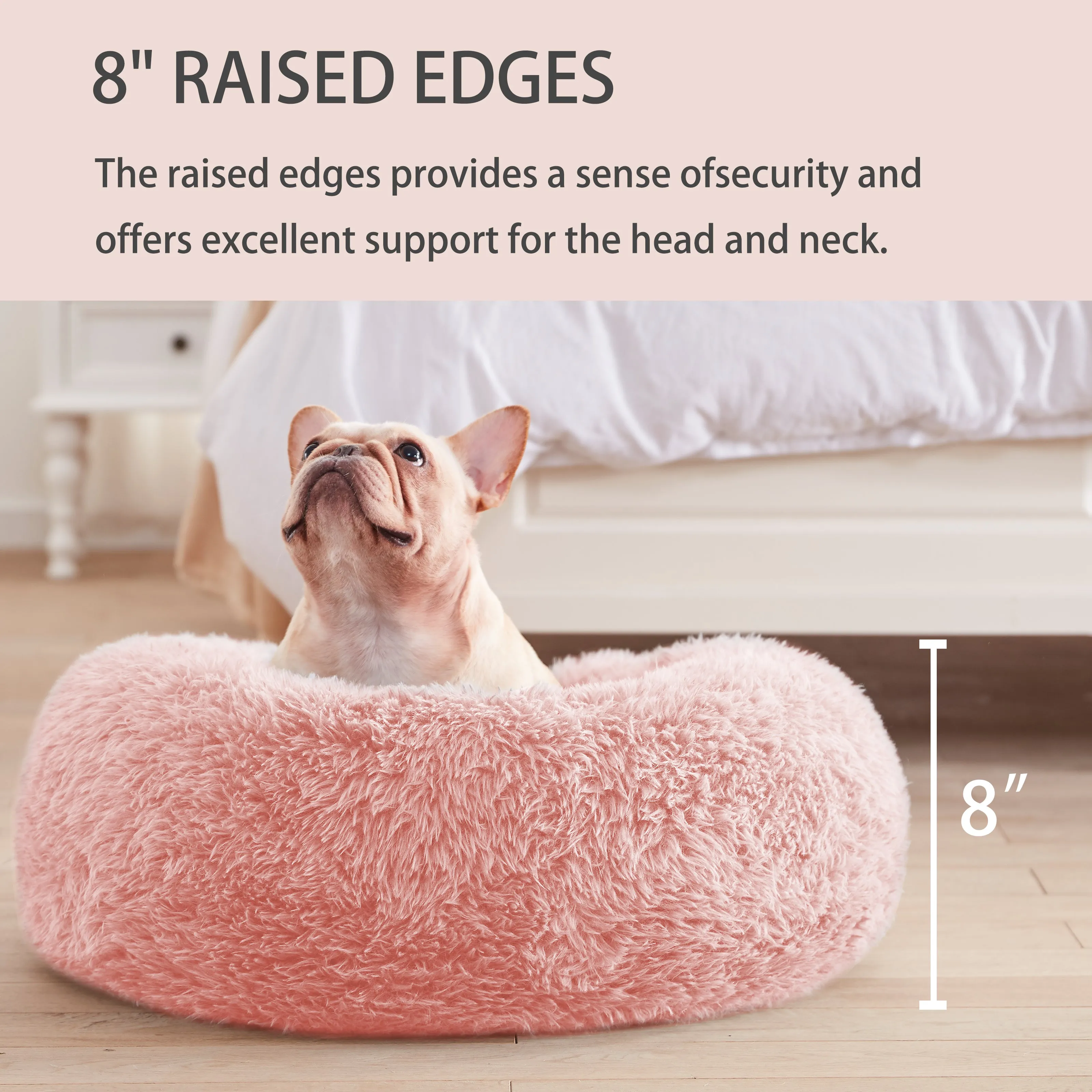 LFC PETS Calming Dog Bed Anti-Anxiety Donut Dog Beds for Small Medium Large Dogs, Washable Plush Fluffy Indoor Cat Kitten Round Cuddler Cushion (24”30”36” inch)