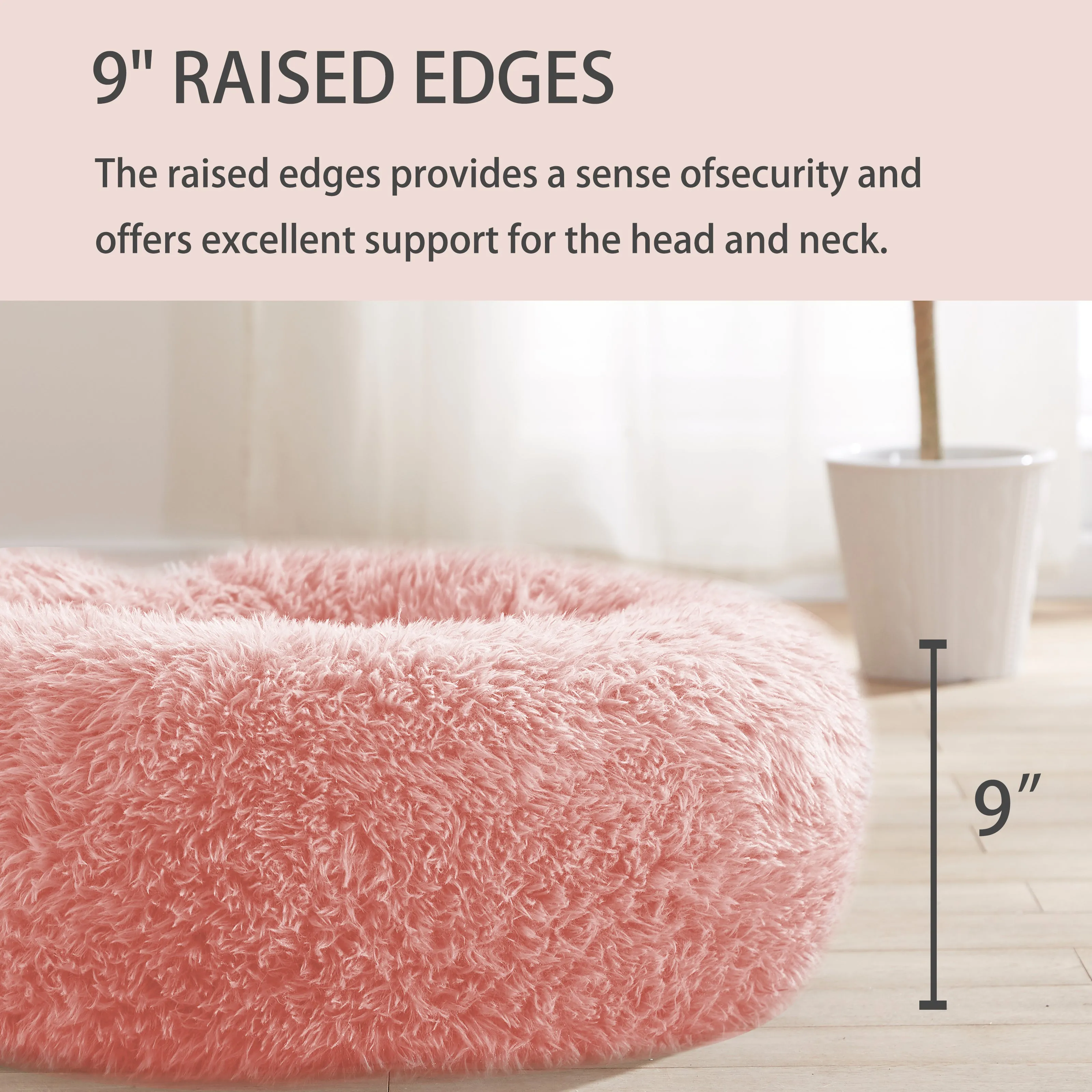 LFC PETS Calming Dog Bed Anti-Anxiety Donut Dog Beds for Small Medium Large Dogs, Washable Plush Fluffy Indoor Cat Kitten Round Cuddler Cushion (24”30”36” inch)