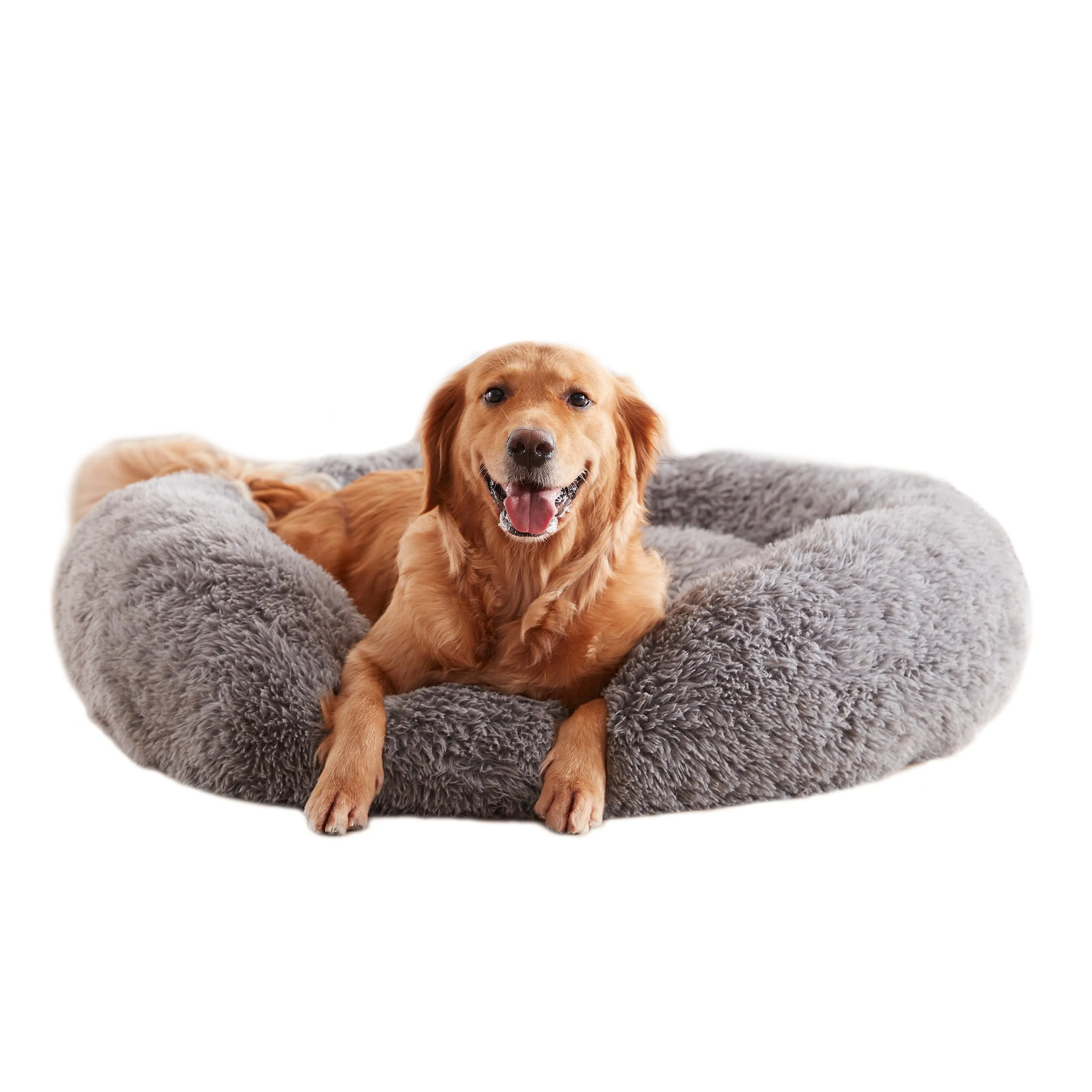 LFC PETS Calming Dog Bed Anti-Anxiety Donut Dog Beds for Small Medium Large Dogs, Washable Plush Fluffy Indoor Cat Kitten Round Cuddler Cushion (24”30”36” inch)