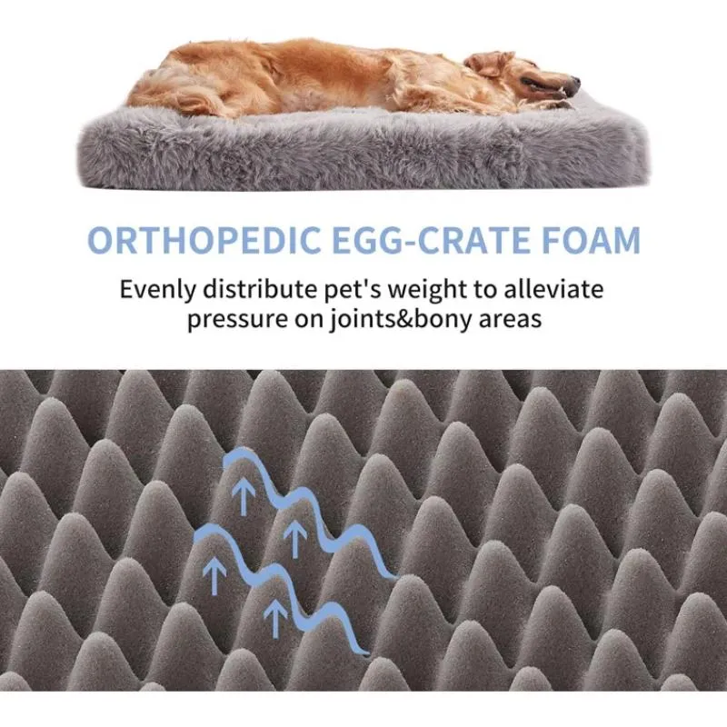 LFC PETS Deluxe Plush Fluffy Calming Dog Bed for Large Dogs, Orthopedic Dog Bed with Waterproof Removable Cover, Self-Warming Washable Dog Bed with Nonslip Bottom