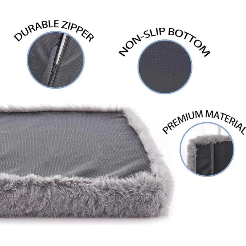 LFC PETS Deluxe Plush Fluffy Calming Dog Bed for Large Dogs, Orthopedic Dog Bed with Waterproof Removable Cover, Self-Warming Washable Dog Bed with Nonslip Bottom