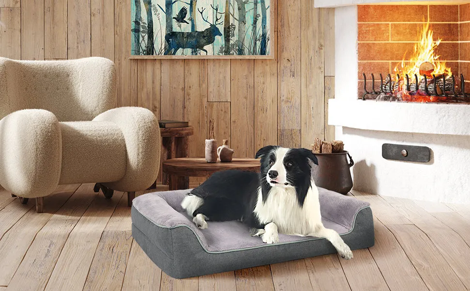 LFC PETS Orthopedic Dog Bed - Waterproof Dog Foam Sofa with Removable Washable Cover, Thick Bolster Rim - Couch Dog Bed for Small Medium Large Dogs