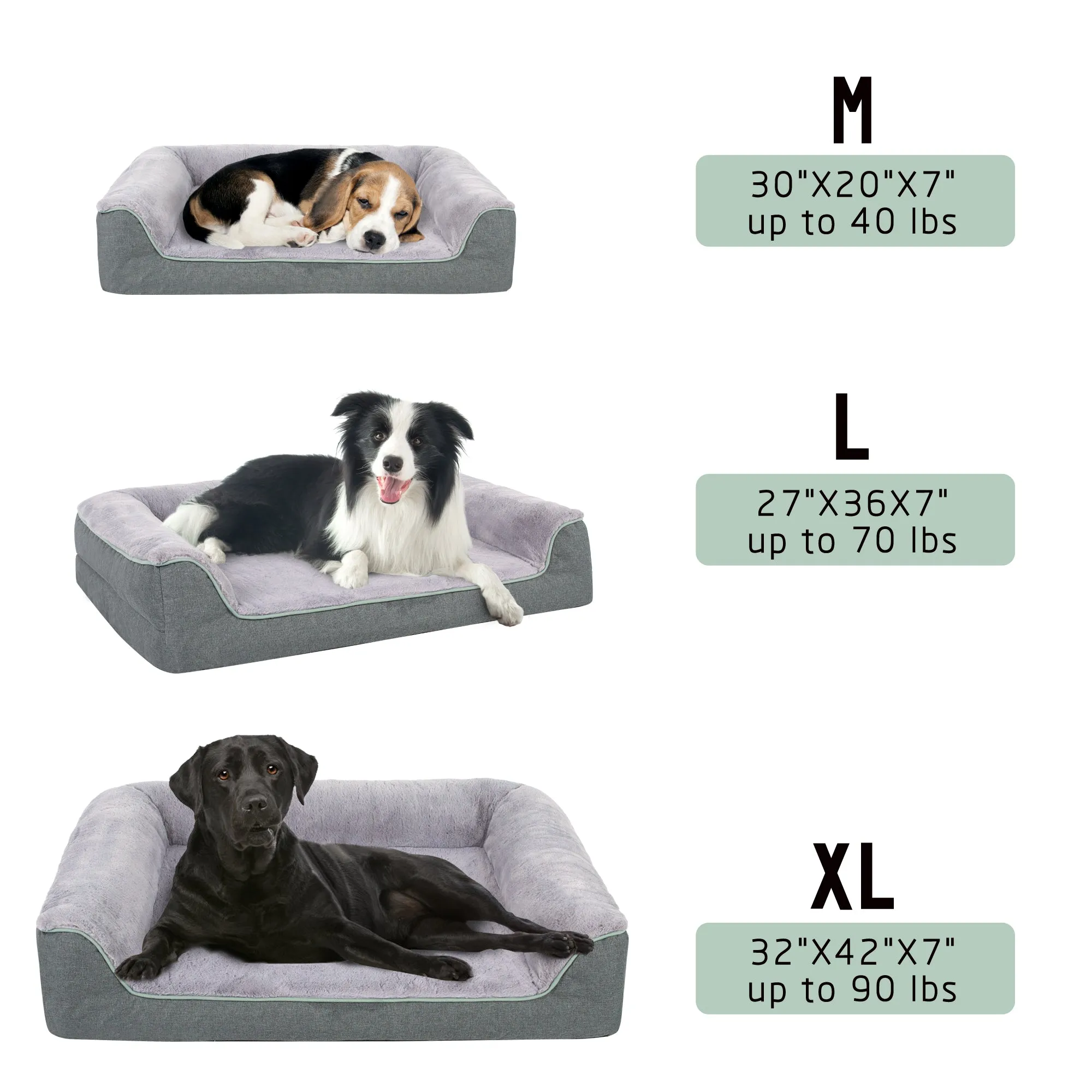 LFC PETS Orthopedic Dog Bed - Waterproof Dog Foam Sofa with Removable Washable Cover, Thick Bolster Rim - Couch Dog Bed for Small Medium Large Dogs