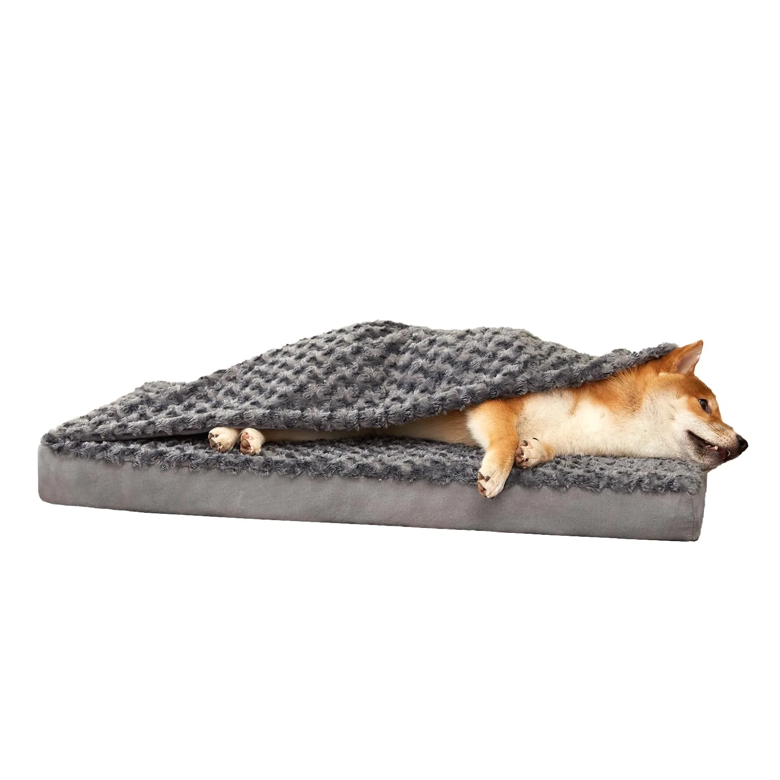 LFC PETS Plush Memory Foam Orthopedic Dog Bed for Medium, Large Dogs with Cooling Gel, Washable Dog Crate Mat, Removable Cover & Waterproof Lining