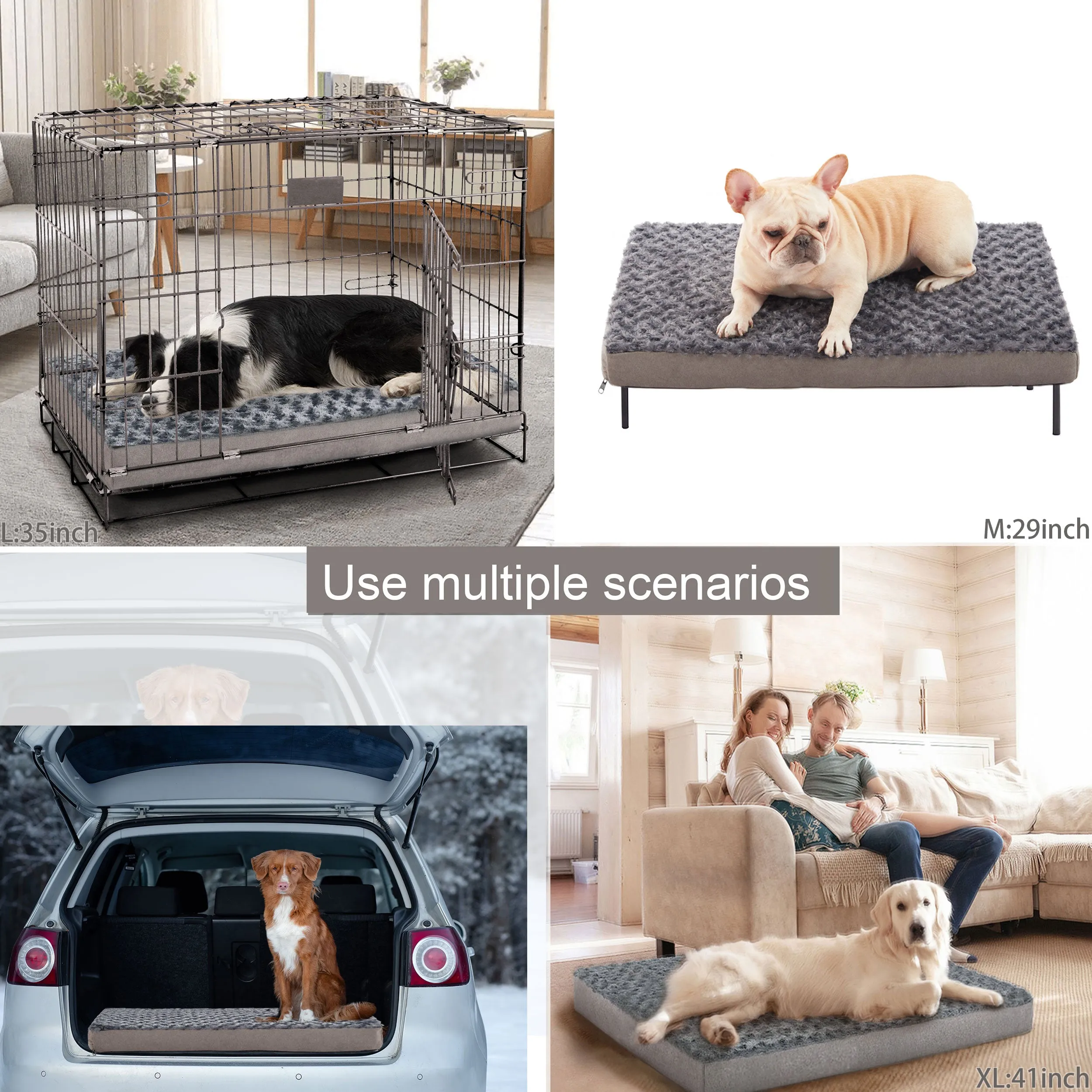 LFC PETS Plush Memory Foam Orthopedic Dog Bed for Medium, Large Dogs with Cooling Gel, Washable Dog Crate Mat, Removable Cover & Waterproof Lining