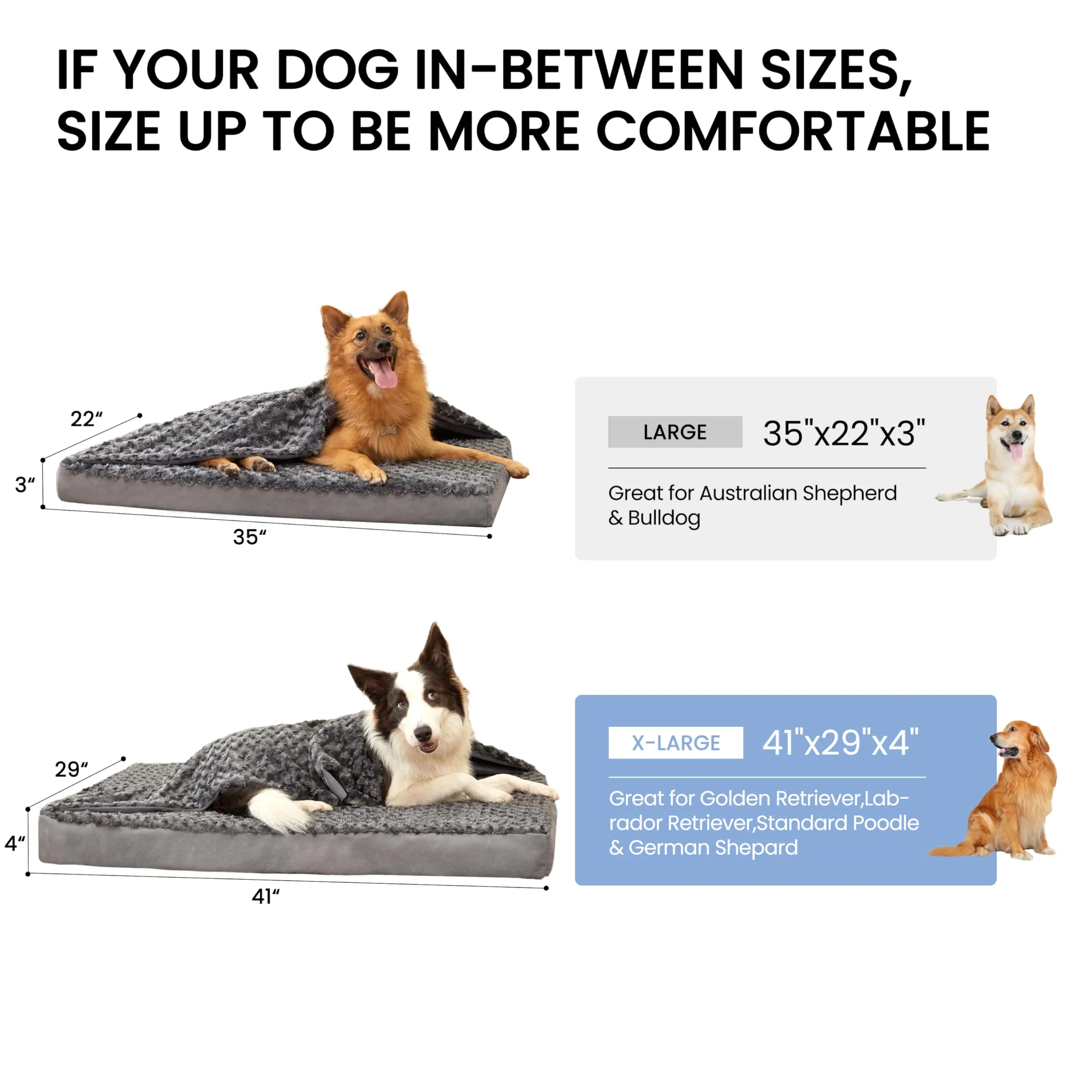 LFC PETS Plush Memory Foam Orthopedic Dog Bed for Medium, Large Dogs with Cooling Gel, Washable Dog Crate Mat, Removable Cover & Waterproof Lining