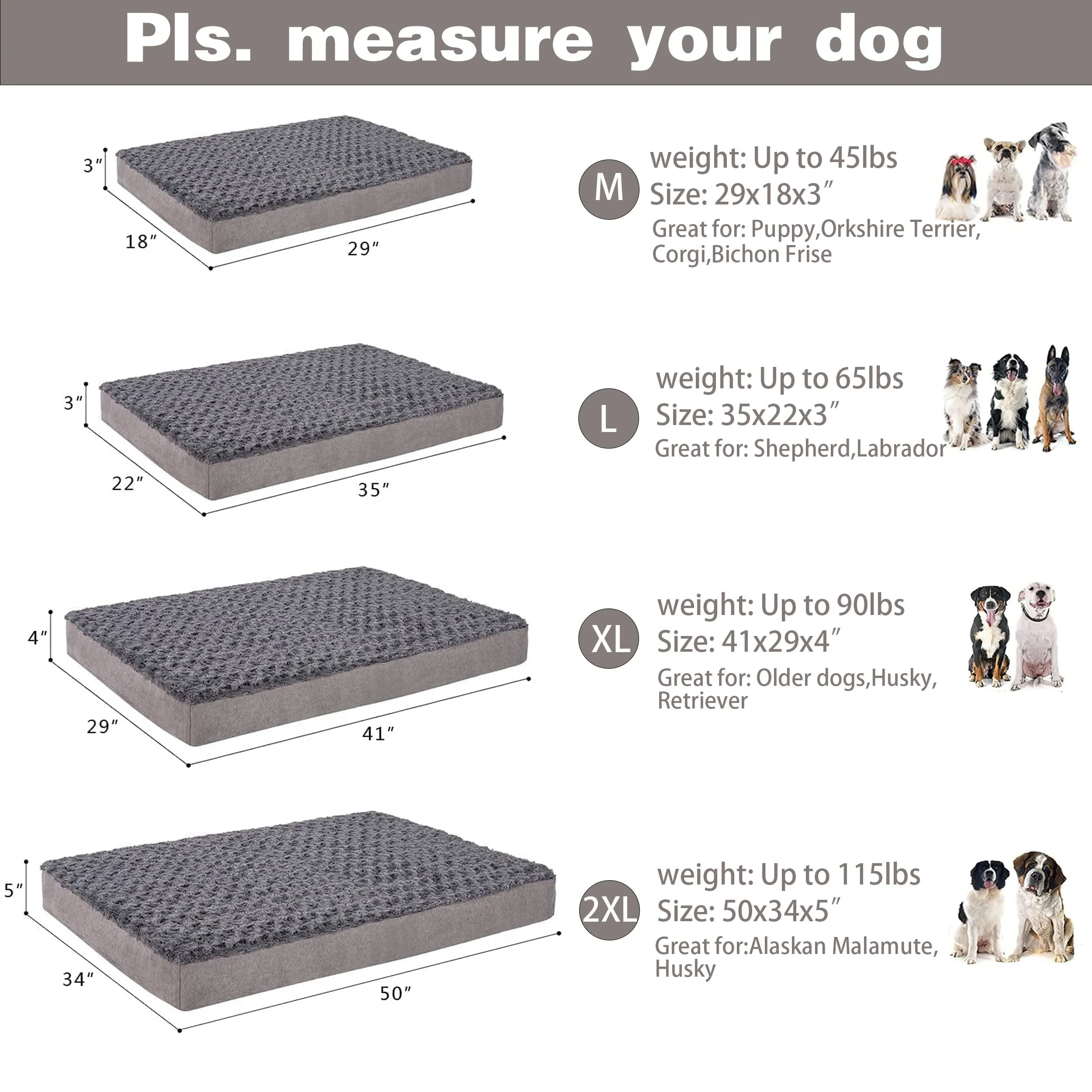 LFC PETS Plush Memory Foam Orthopedic Dog Bed for Medium, Large Dogs with Cooling Gel, Washable Dog Crate Mat, Removable Cover & Waterproof Lining