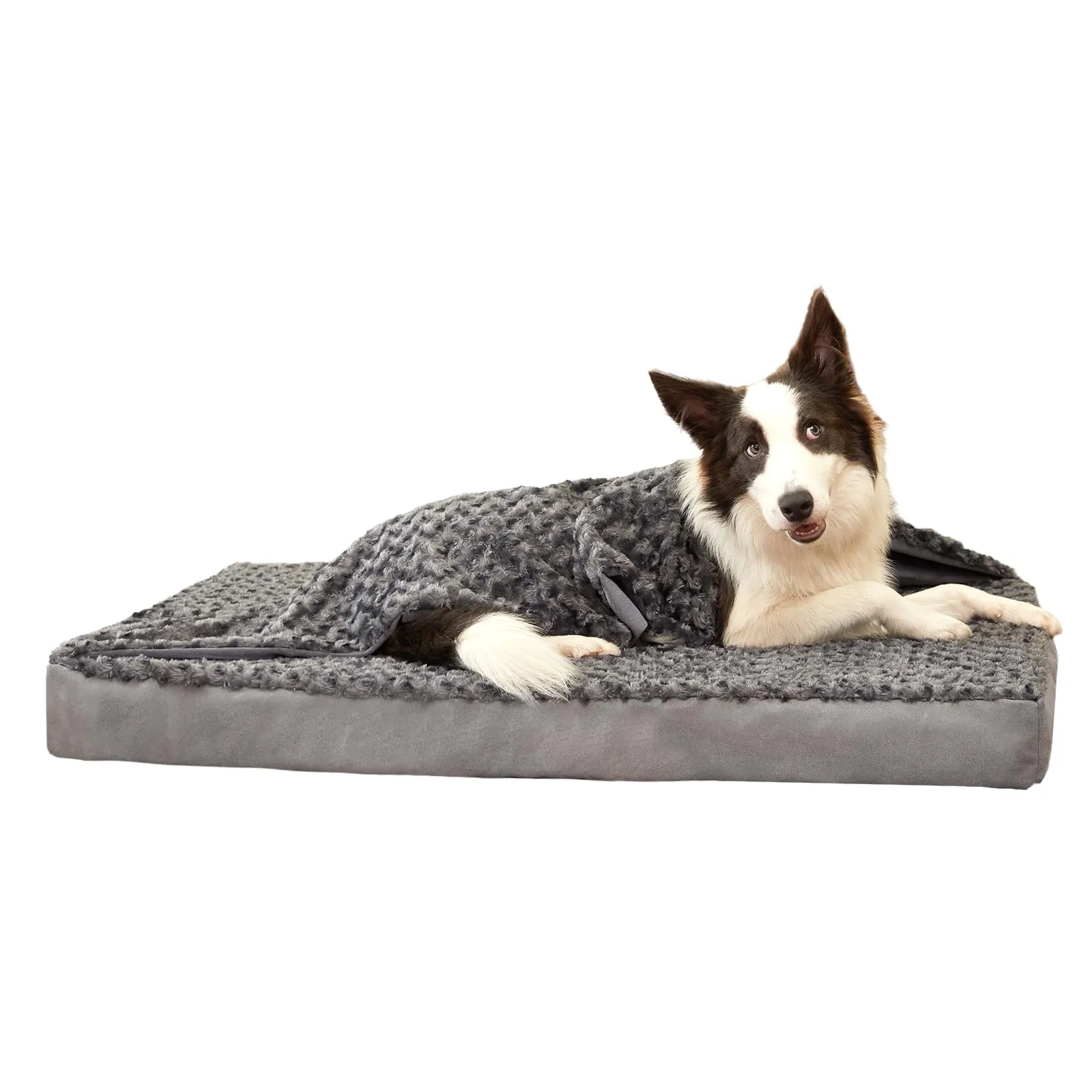 LFC PETS Plush Memory Foam Orthopedic Dog Bed for Medium, Large Dogs with Cooling Gel, Washable Dog Crate Mat, Removable Cover & Waterproof Lining