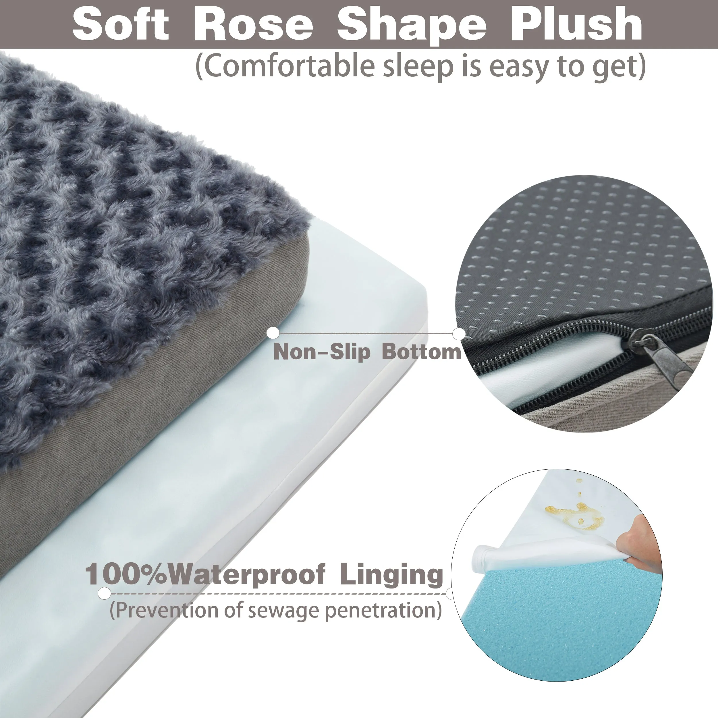 LFC PETS Plush Memory Foam Orthopedic Dog Bed for Medium, Large Dogs with Cooling Gel, Washable Dog Crate Mat, Removable Cover & Waterproof Lining