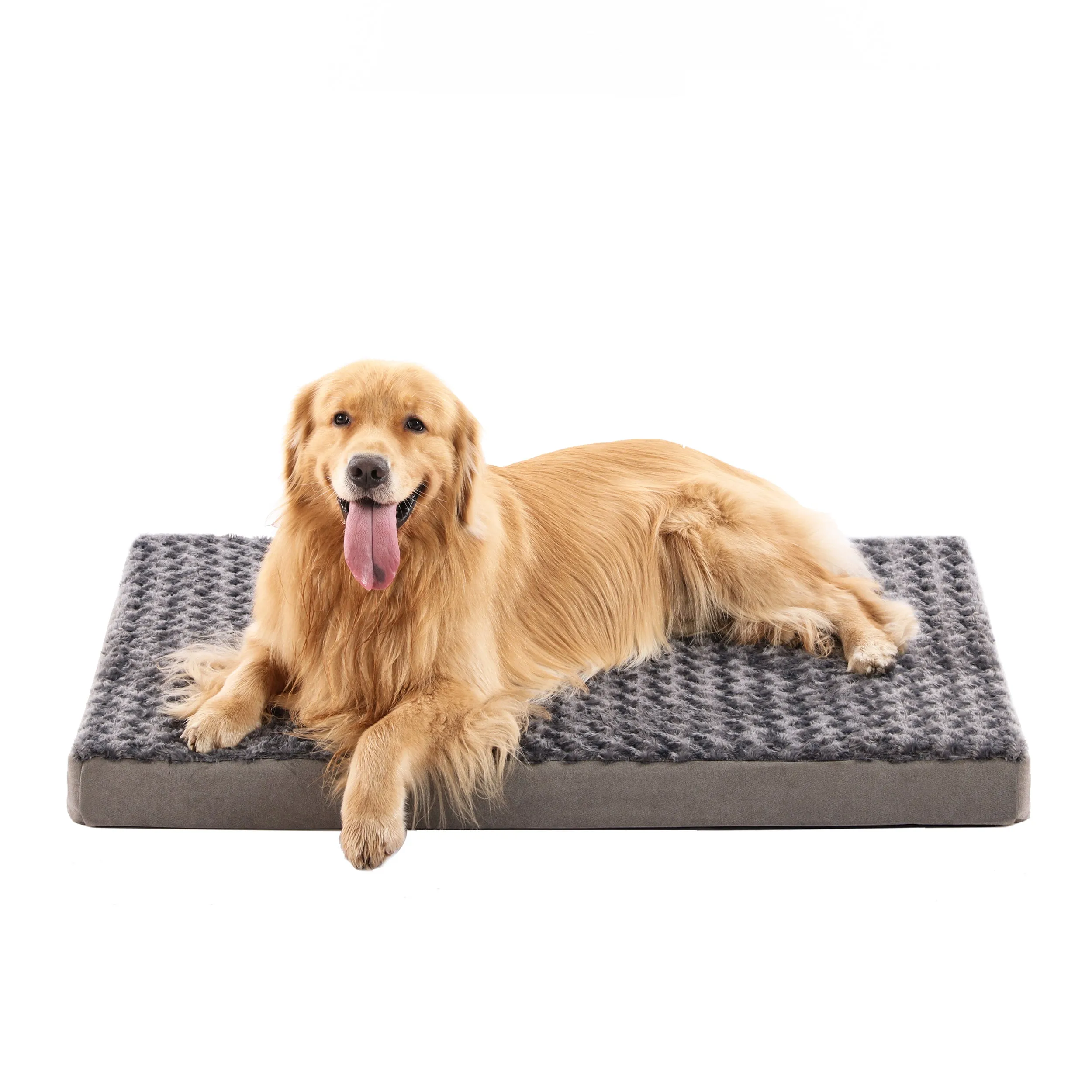 LFC PETS Plush Memory Foam Orthopedic Dog Bed for Medium, Large Dogs with Cooling Gel, Washable Dog Crate Mat, Removable Cover & Waterproof Lining