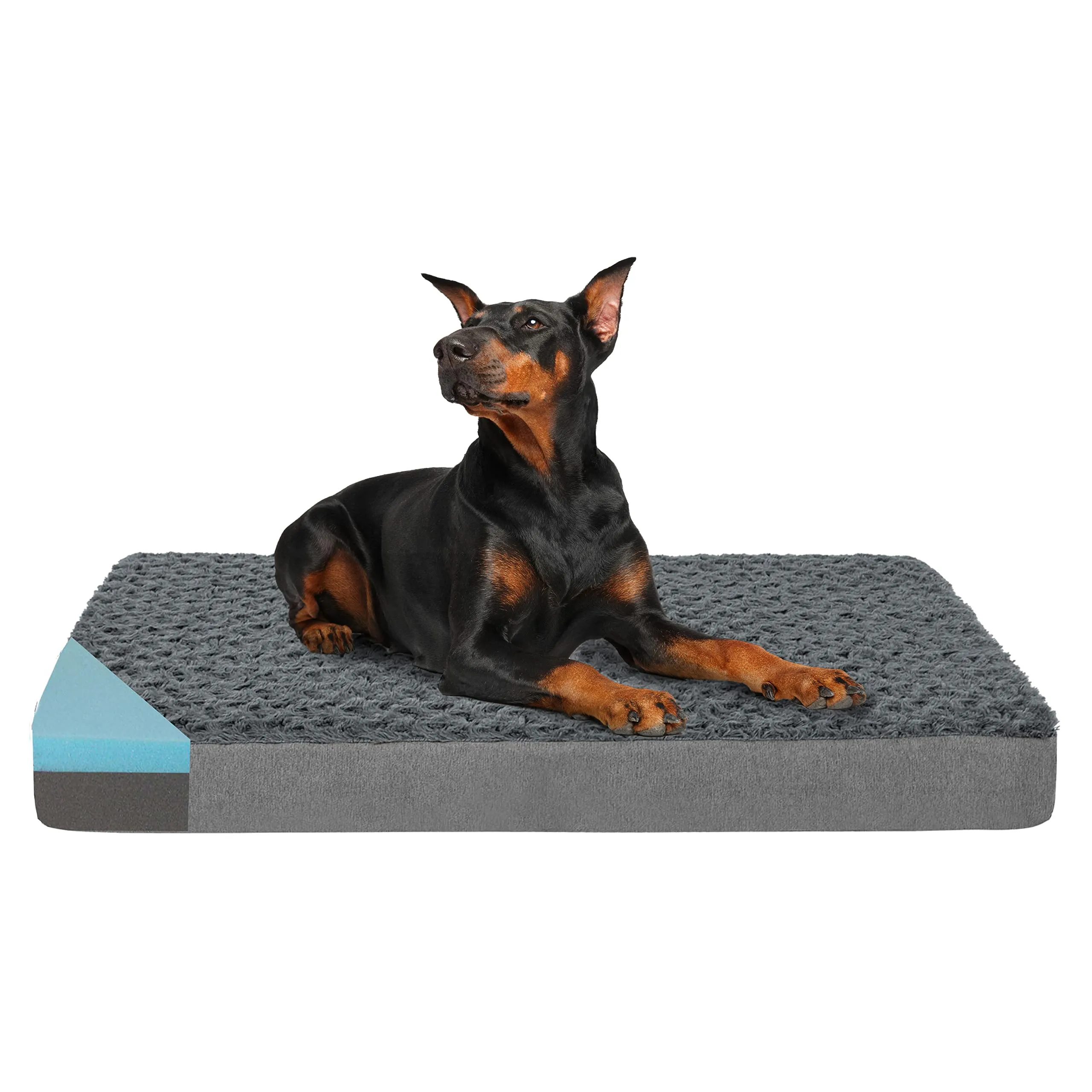 LFC PETS Plush Memory Foam Orthopedic Dog Bed for Medium, Large Dogs with Cooling Gel, Washable Dog Crate Mat, Removable Cover & Waterproof Lining