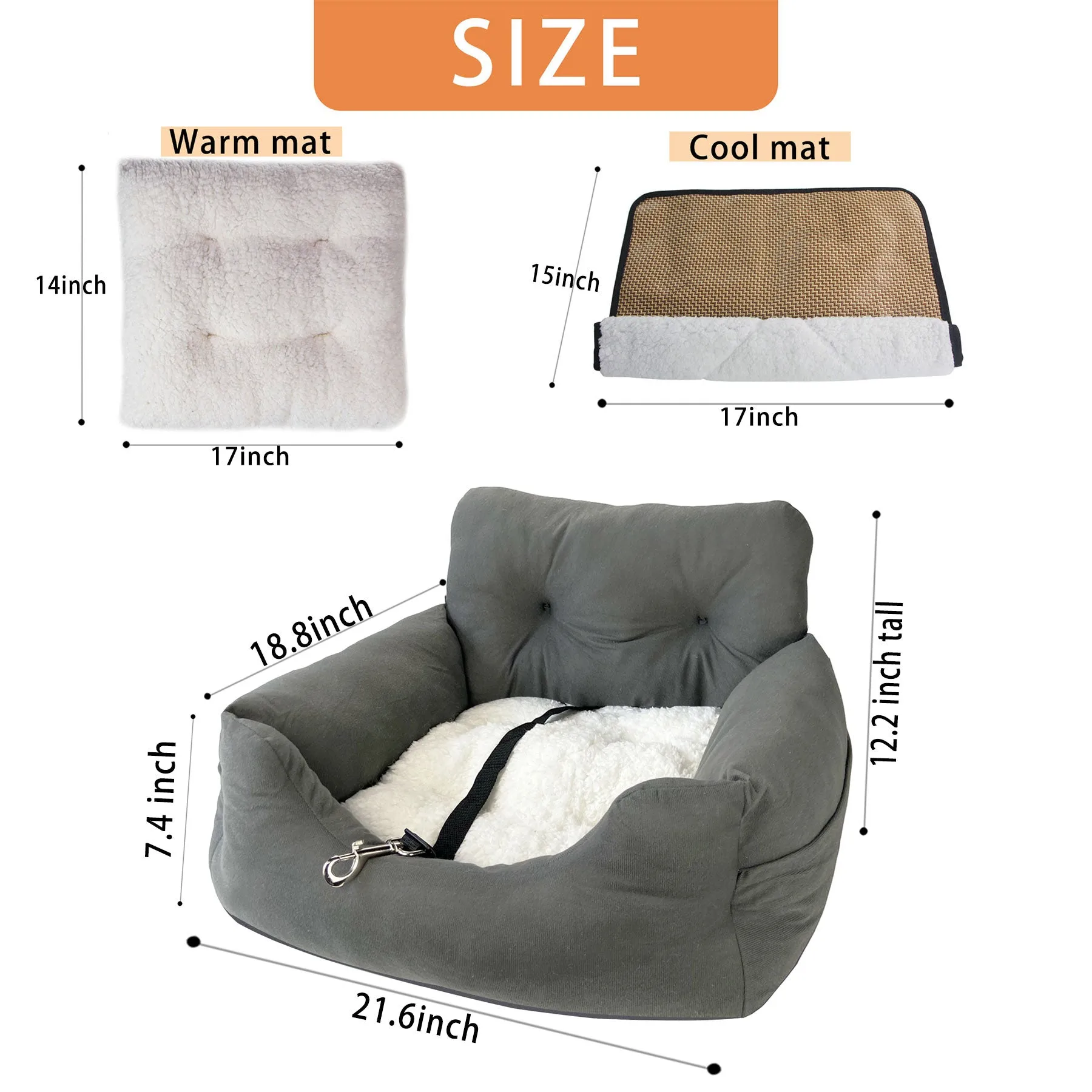 LFC PETS Puppy Car Seat, Dog Booster Seats for Small Dogs, Pet Car Seats for Dogs Under 30 Pounds with 2 Removable Cool & Warm Mat, Storage Pocket, Clip-On Safety Leash