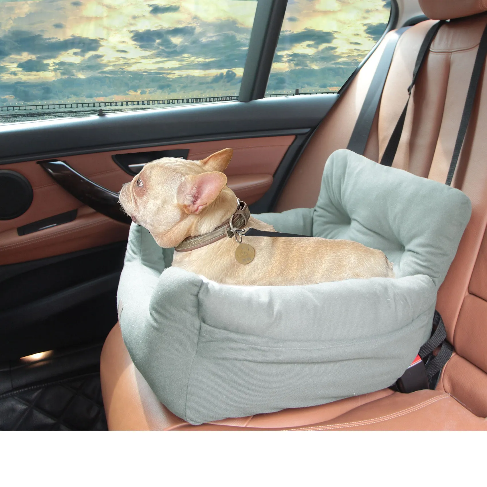 LFC PETS Puppy Car Seat, Dog Booster Seats for Small Dogs, Pet Car Seats for Dogs Under 30 Pounds with 2 Removable Cool & Warm Mat, Storage Pocket, Clip-On Safety Leash