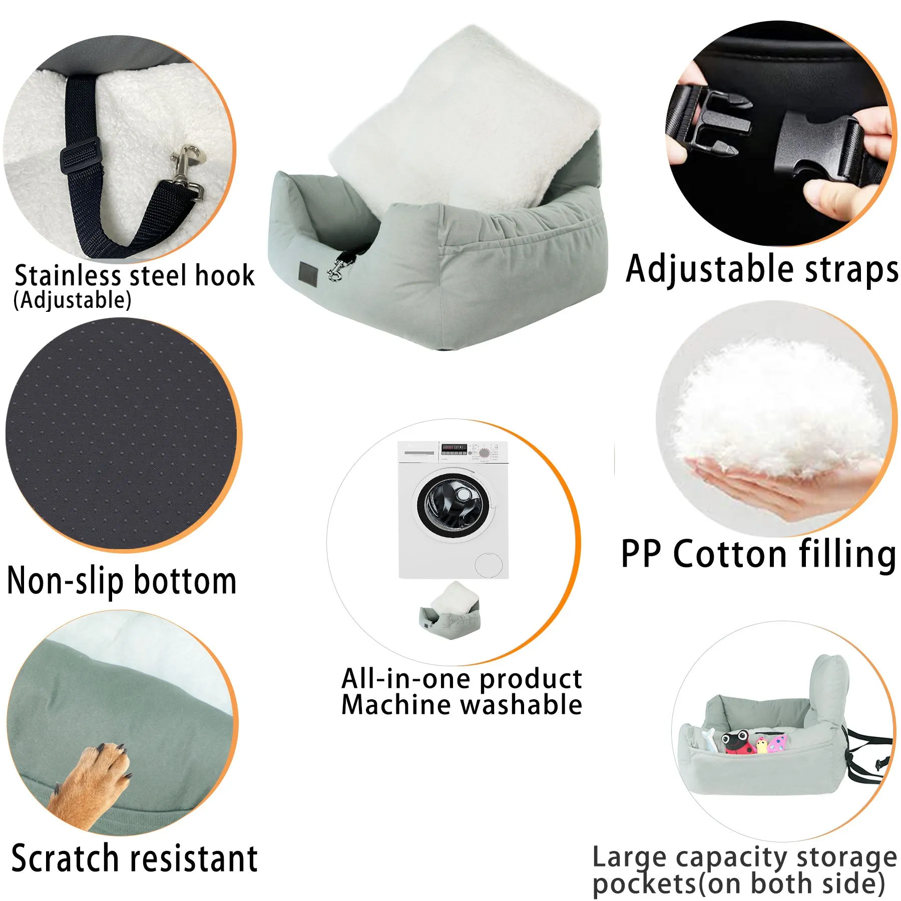 LFC PETS Puppy Car Seat, Dog Booster Seats for Small Dogs, Pet Car Seats for Dogs Under 30 Pounds with 2 Removable Cool & Warm Mat, Storage Pocket, Clip-On Safety Leash