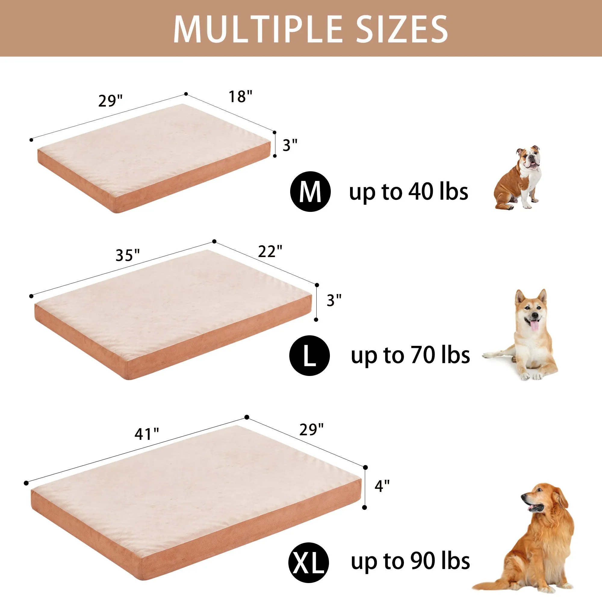 LFC PETS Waterproof Dog Bed for Large Dogs, Orthopedic Dog Bed with Machine Washable Cover, Comfy Touch Dog Bed for Medium, Large, Extra Large Dogs