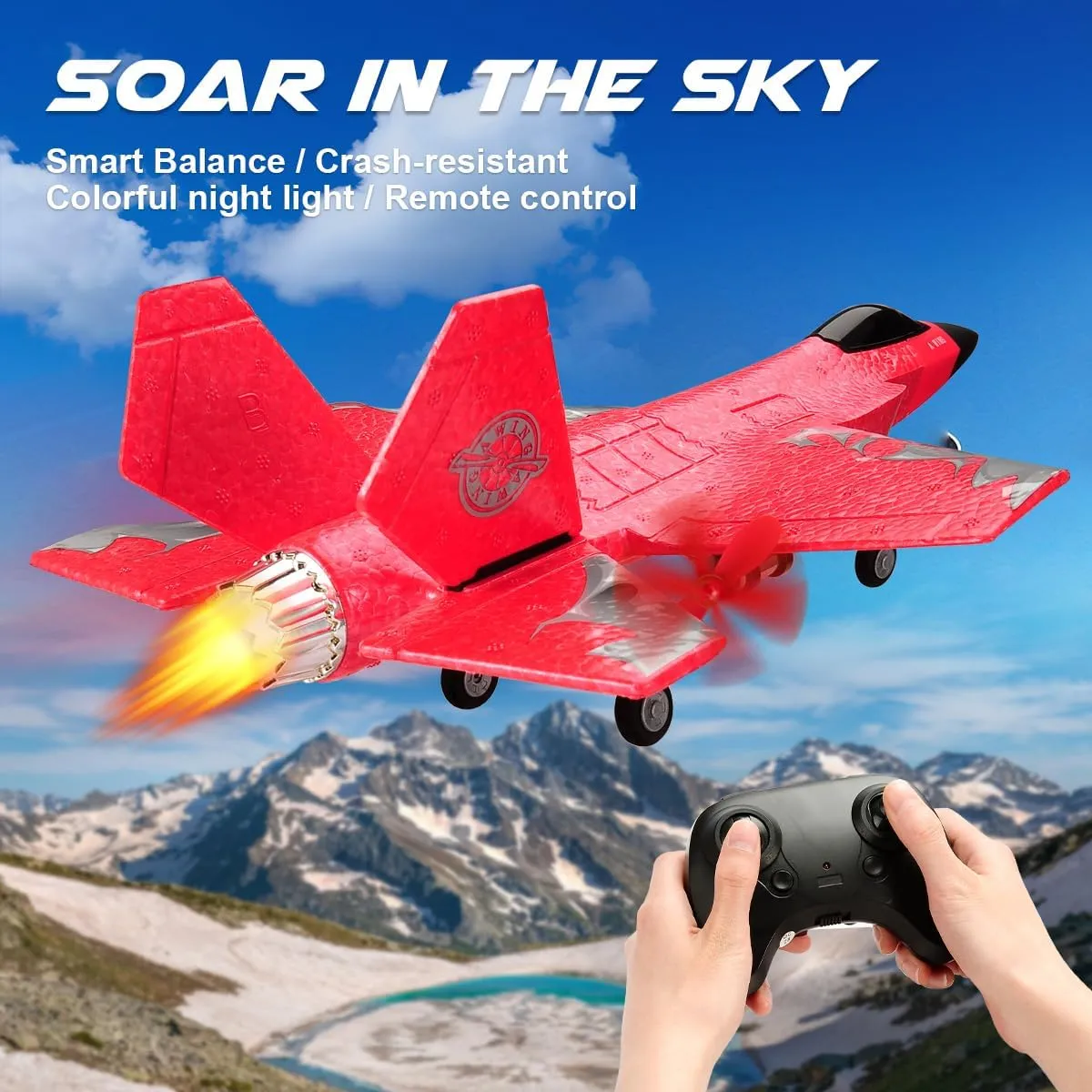 Lightning II preschool qualification corset gush toil Jet Plane, 2.4Ghz Smart Gyro Easy to Fly for Kids Adults Beginners (Red) RC Airplane F-35 Remote Control 