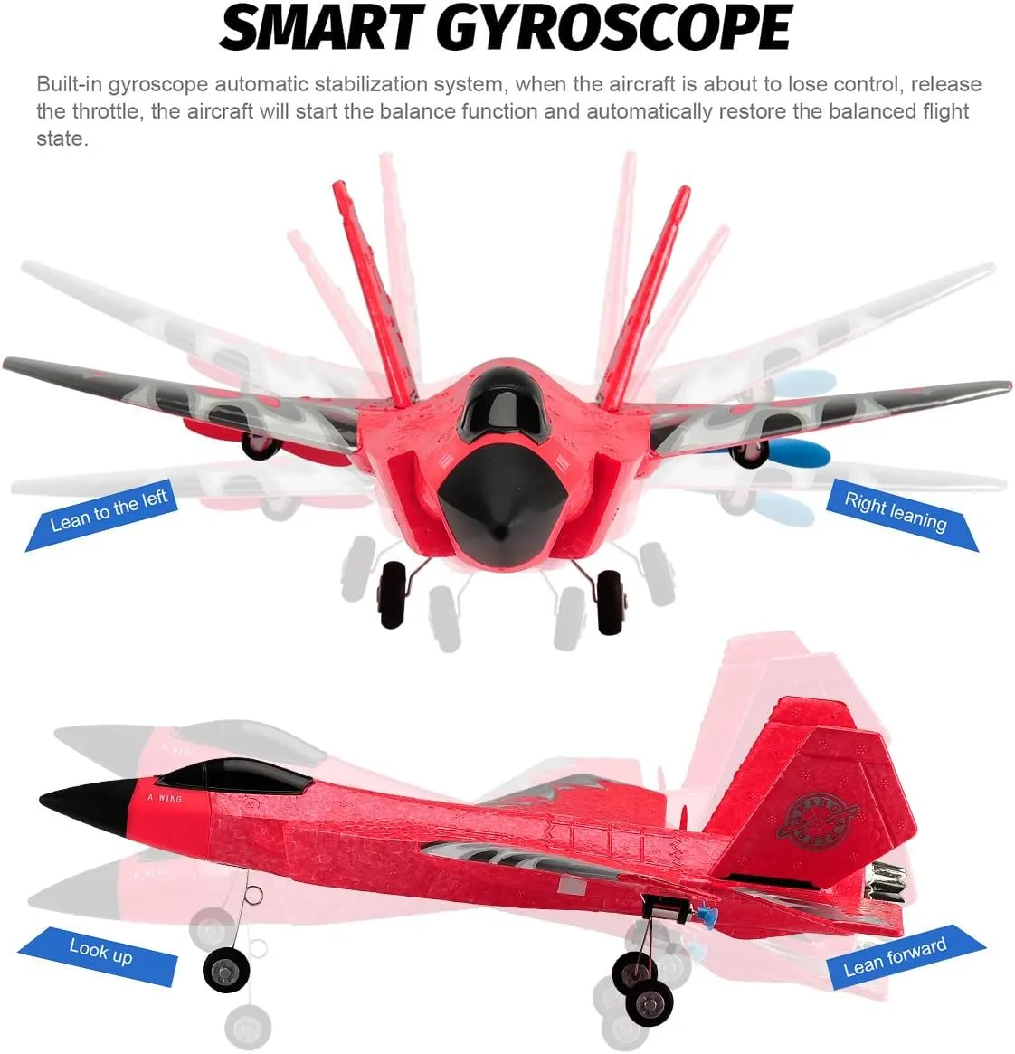 Lightning II preschool qualification corset gush toil Jet Plane, 2.4Ghz Smart Gyro Easy to Fly for Kids Adults Beginners (Red) RC Airplane F-35 Remote Control 