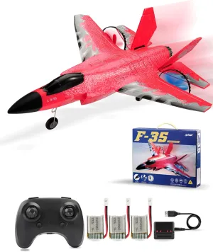 Lightning II preschool qualification corset gush toil Jet Plane, 2.4Ghz Smart Gyro Easy to Fly for Kids Adults Beginners (Red) RC Airplane F-35 Remote Control 