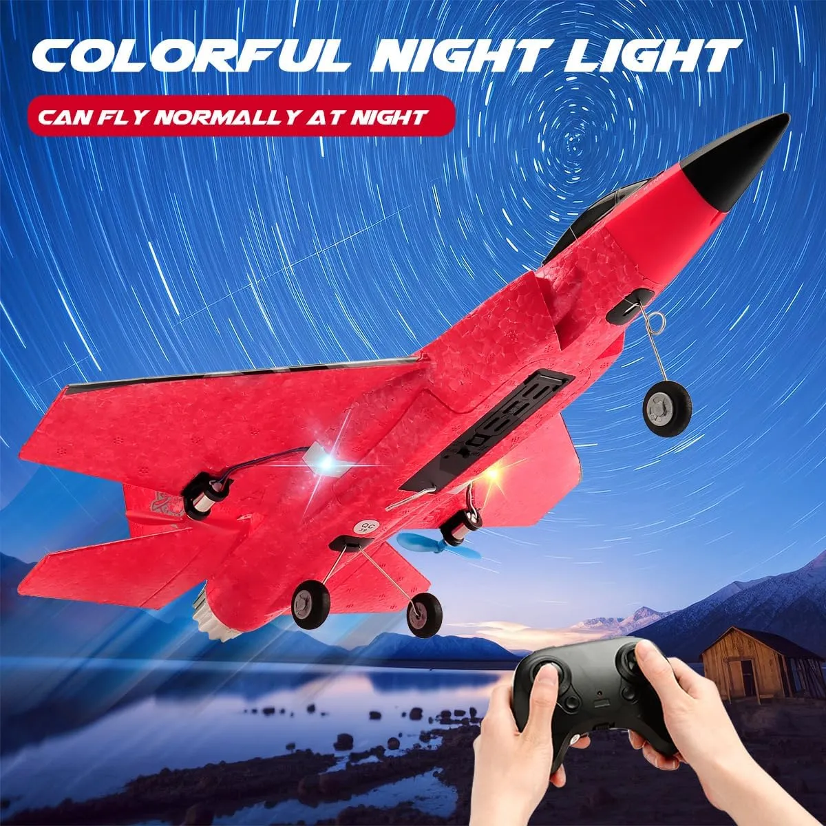 Lightning II preschool qualification corset gush toil Jet Plane, 2.4Ghz Smart Gyro Easy to Fly for Kids Adults Beginners (Red) RC Airplane F-35 Remote Control 