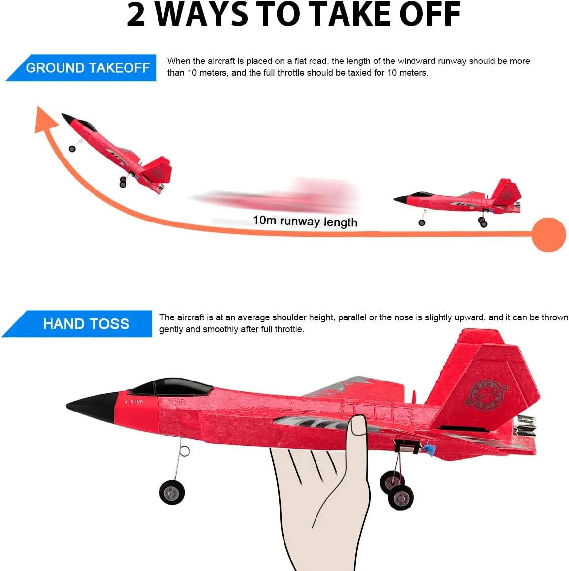 Lightning II preschool qualification corset gush toil Jet Plane, 2.4Ghz Smart Gyro Easy to Fly for Kids Adults Beginners (Red) RC Airplane F-35 Remote Control 